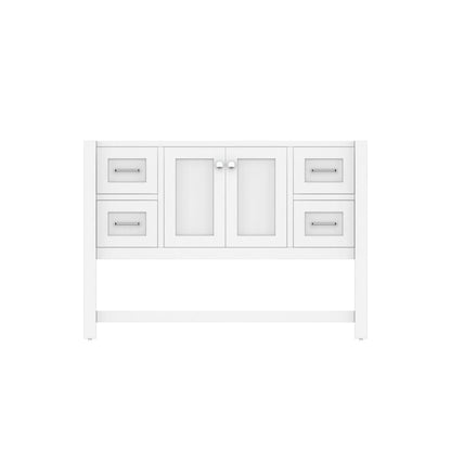 Alya Bath Wilmington 48" Single White Freestanding Bathroom Vanity With Brushed Nickel Edge Handles