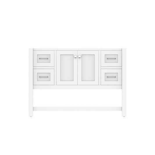 Alya Bath Wilmington 48" Single White Freestanding Bathroom Vanity With Brushed Nickel Edge Handles