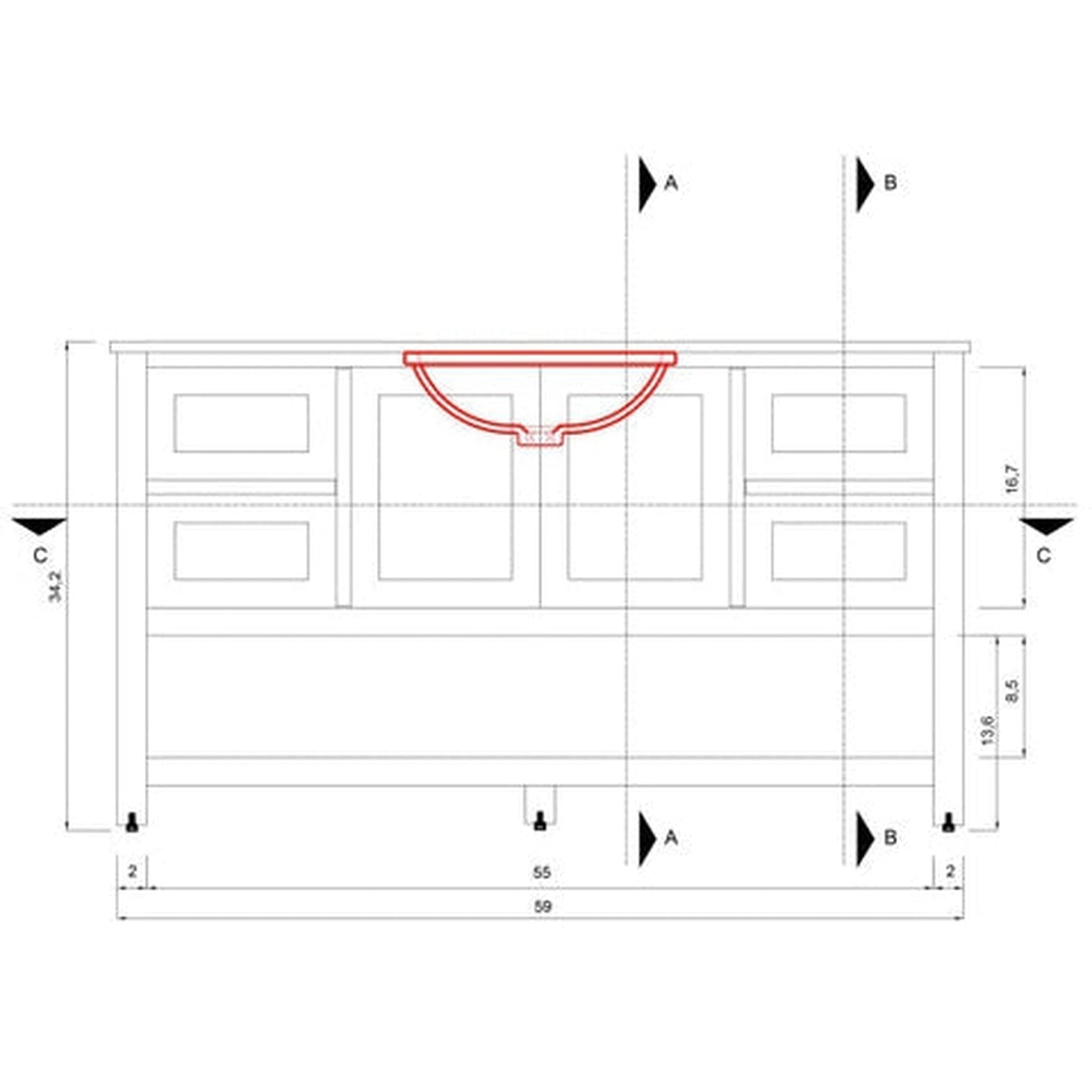 Alya Bath Wilmington 60" Single Gray Freestanding Bathroom Vanity With Carrara Marble Top, Ceramic Sink and Wall Mounted Mirror