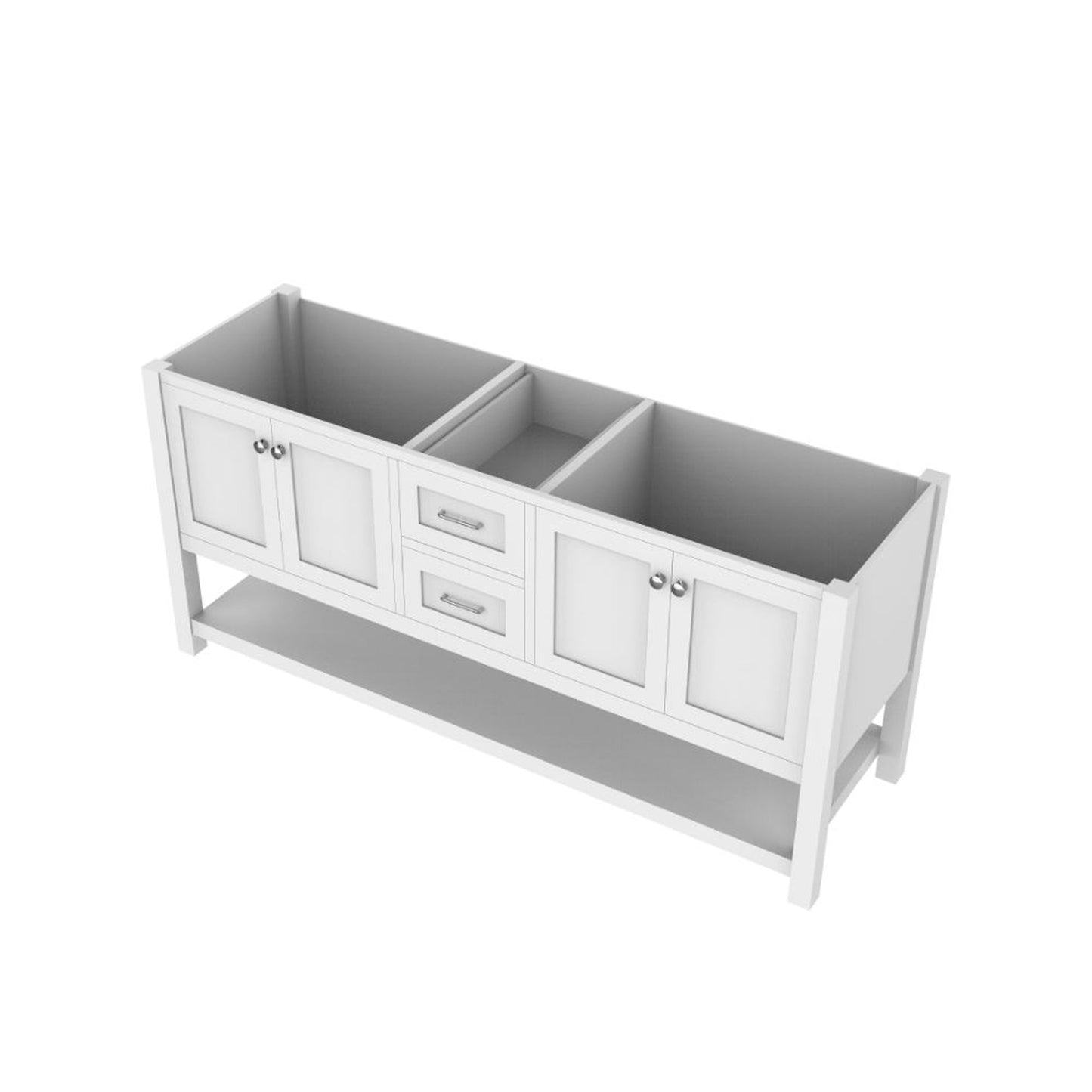 Alya Bath Wilmington 72" Double White Freestanding Bathroom Vanity With Brushed Nickel Edge Handles