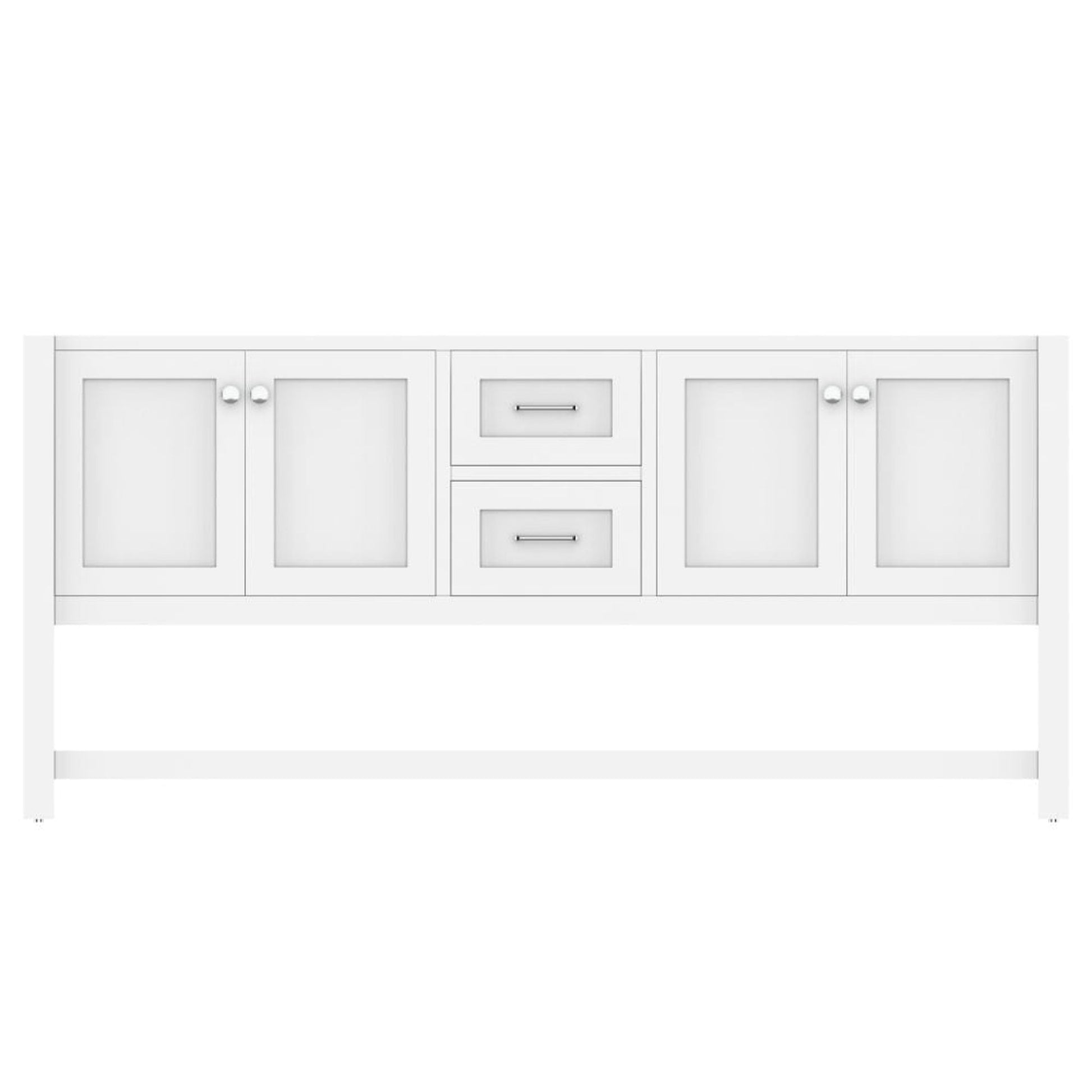 Alya Bath Wilmington 72" Double White Freestanding Bathroom Vanity With Brushed Nickel Edge Handles