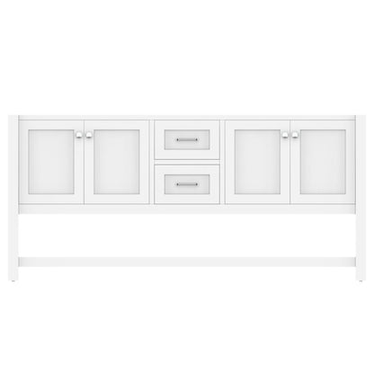 Alya Bath Wilmington 72" Double White Freestanding Bathroom Vanity With Brushed Nickel Edge Handles