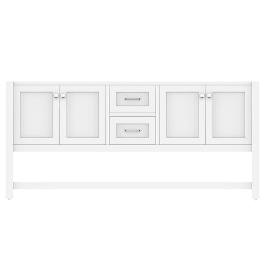 Alya Bath Wilmington 72" Double White Freestanding Bathroom Vanity With Brushed Nickel Edge Handles