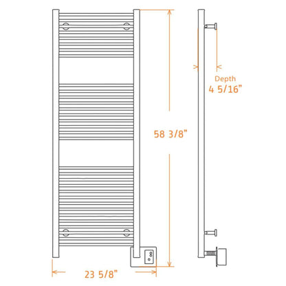 Amba Antus 24" x 58" 32-Bar Hardwired Towel Warmer in Polished Stainless Steel