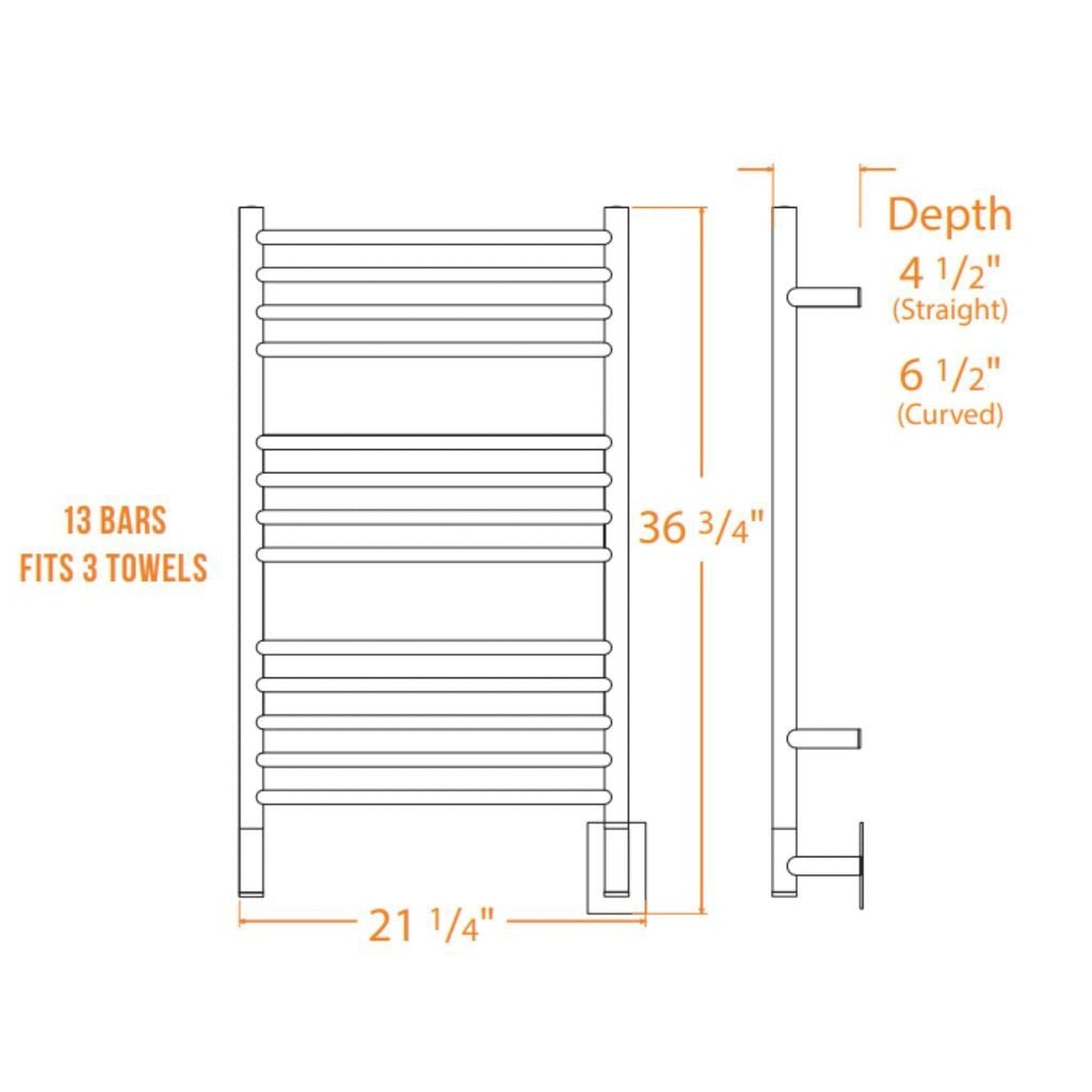 Amba Jeeves C Curved 13-Bar Oil Rubbed Bronze Finish Hardwired Towel Warmer