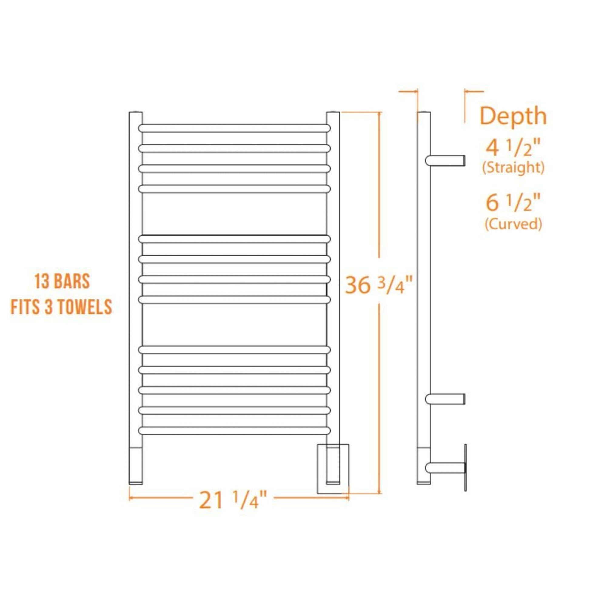 Amba Jeeves C Curved 13-Bar Oil Rubbed Bronze Finish Hardwired Towel Warmer