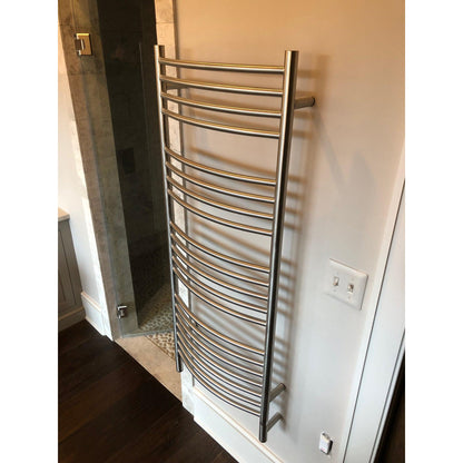 Amba Jeeves D Curved 20-Bar Brushed Stainless Steel Finish Hardwired Towel Warmer