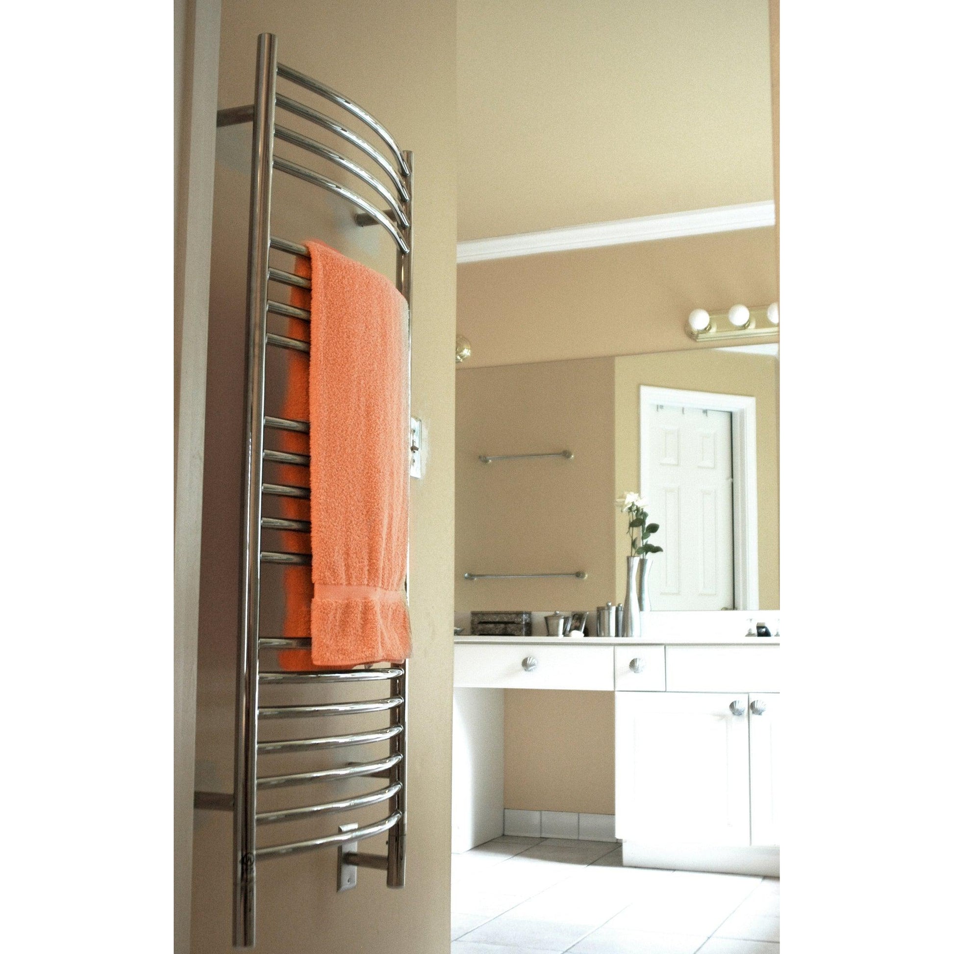 Amba Jeeves D Curved 20-Bar Brushed Stainless Steel Finish Hardwired Towel Warmer