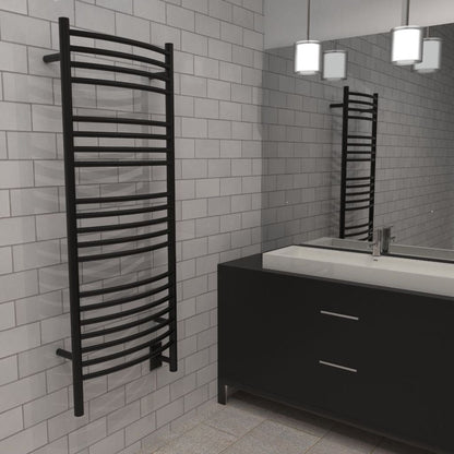 Amba Jeeves D Curved 20-Bar Matte Black Finish Hardwired Towel Warmer