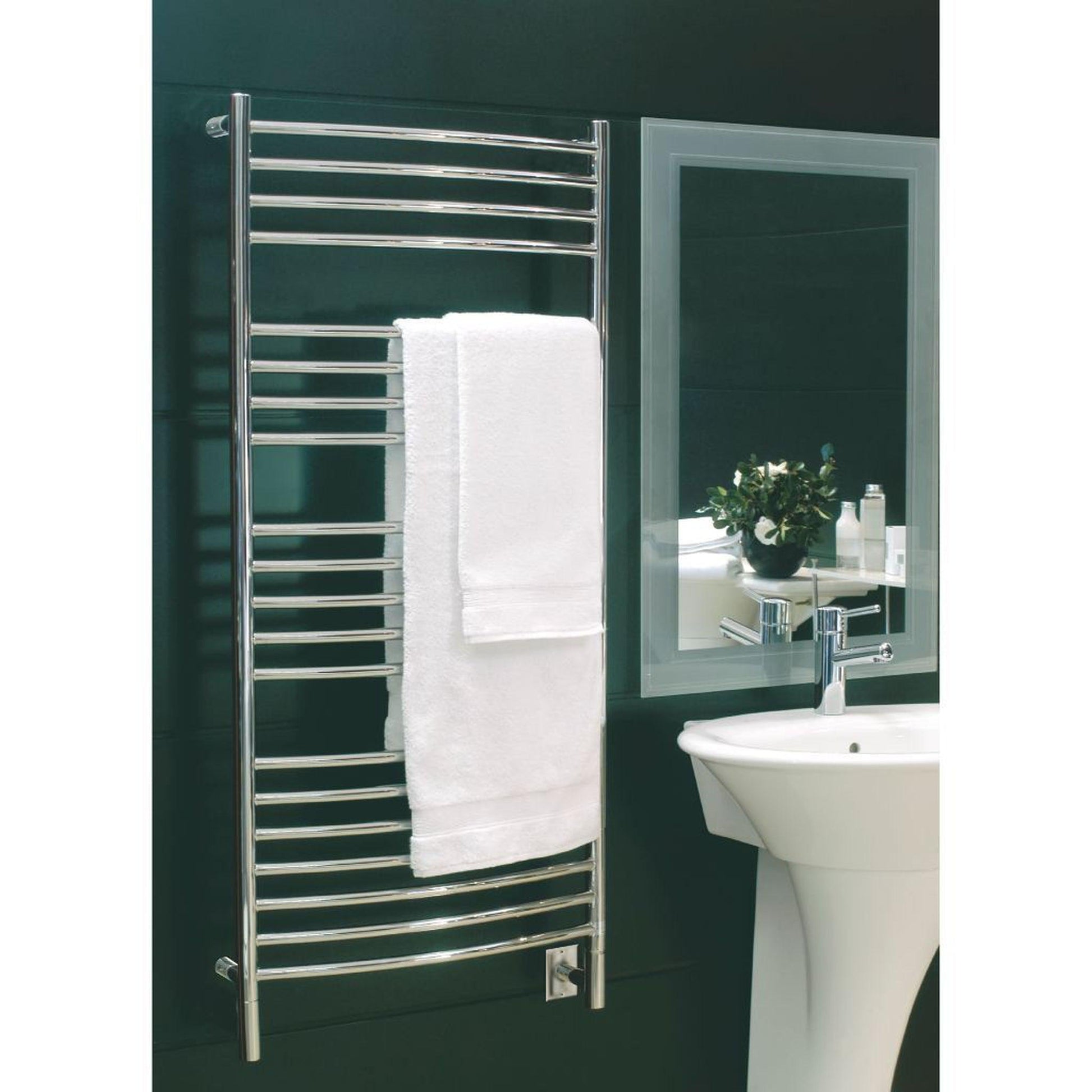 Amba Jeeves D Curved 20-Bar Polished Stainless Steel Hardwired Towel Warmer