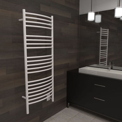Amba Jeeves D Curved 20-Bar White Finish Hardwired Towel Warmer