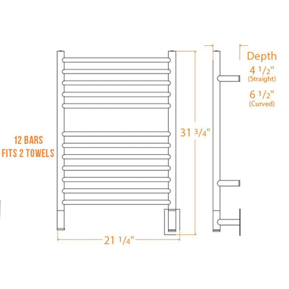 Amba Jeeves E Curved 12-Bar Oil Rubbed Bronze Finish Hardwired Towel Warmer