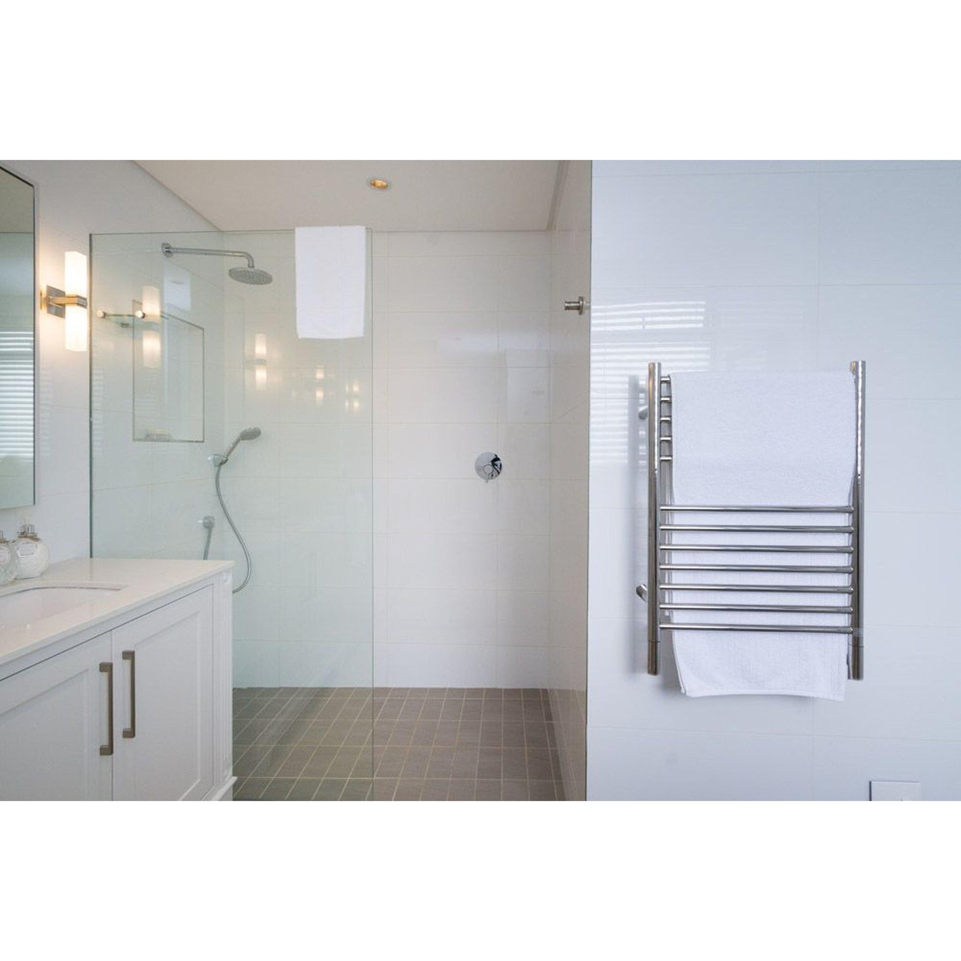 Amba Jeeves E Straight 12-Bar Brushed Stainless Steel Hardwired Towel Warmer