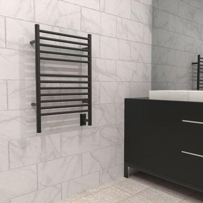 Amba Jeeves E Straight 12-Bar Oil Rubbed Bronze Hardwired Towel Warmer