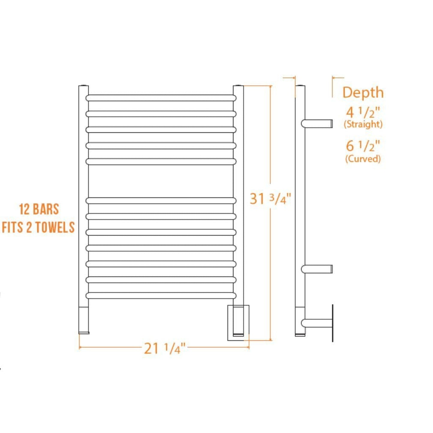 Amba Jeeves F Straight 7-Bar Matte Black Finish Hardwired Drying Rack