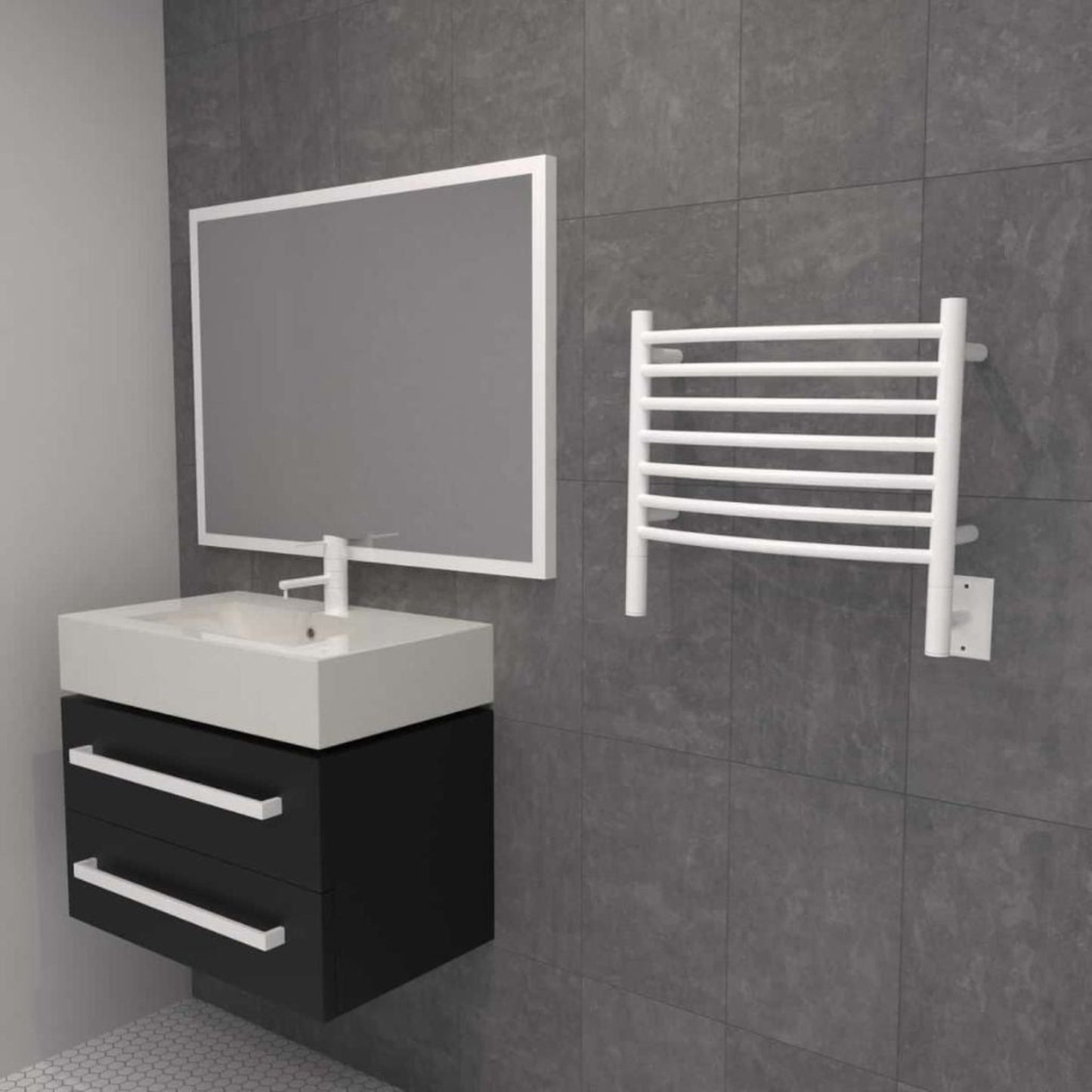 Amba Jeeves H Curved 7-Bar White Finish Hardwired Towel Warmer