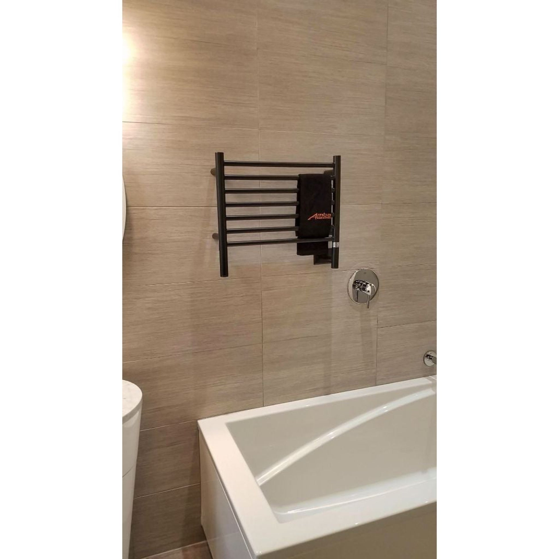 Amba Jeeves H Straight 7-Bar Oil Rubbed Bronze Finish Hardwired Towel Warmer