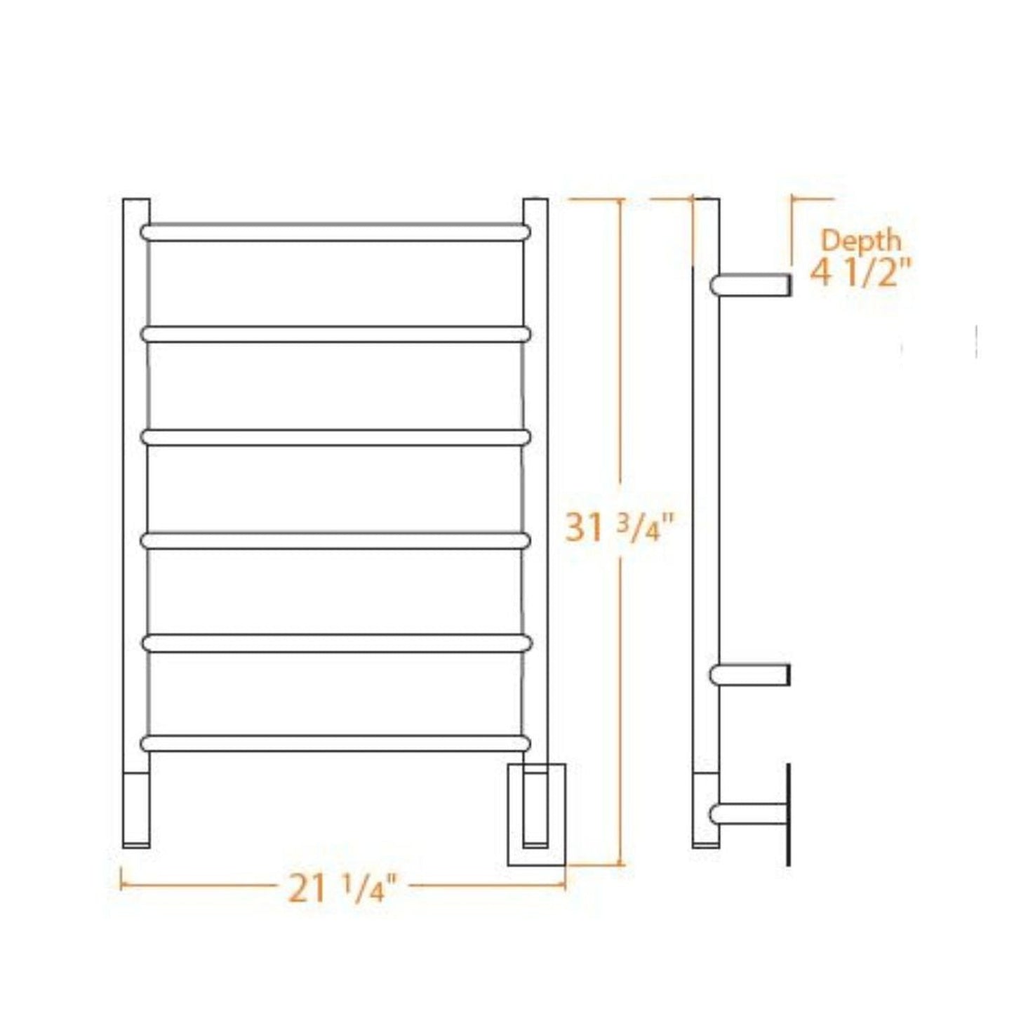 Amba Jeeves J Straight 6-Bar White Hardwired Drying Rack
