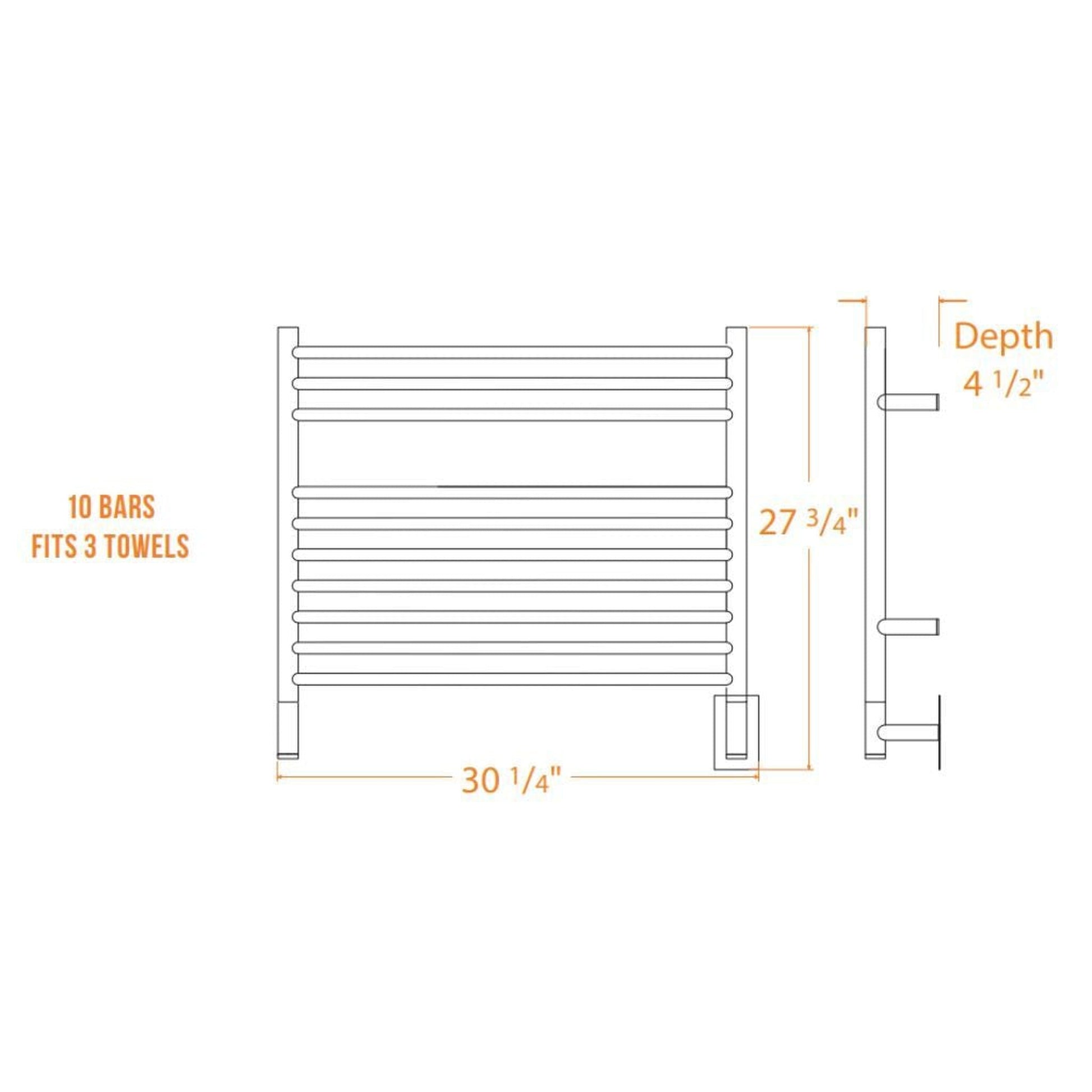 Amba Jeeves K Straight 10-Bar Oil Rubbed Bronze Hardwired Towel Warmer