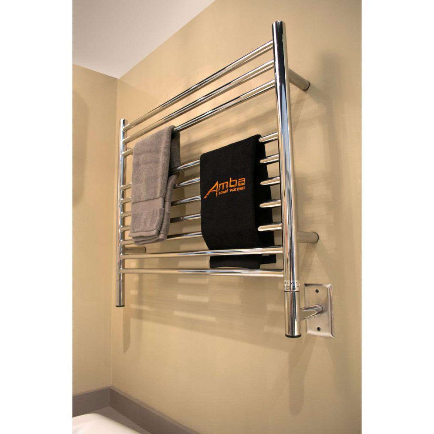 Amba Jeeves K Straight 10-Bar Polished Stainless Steel Hardwired Towel Warmer