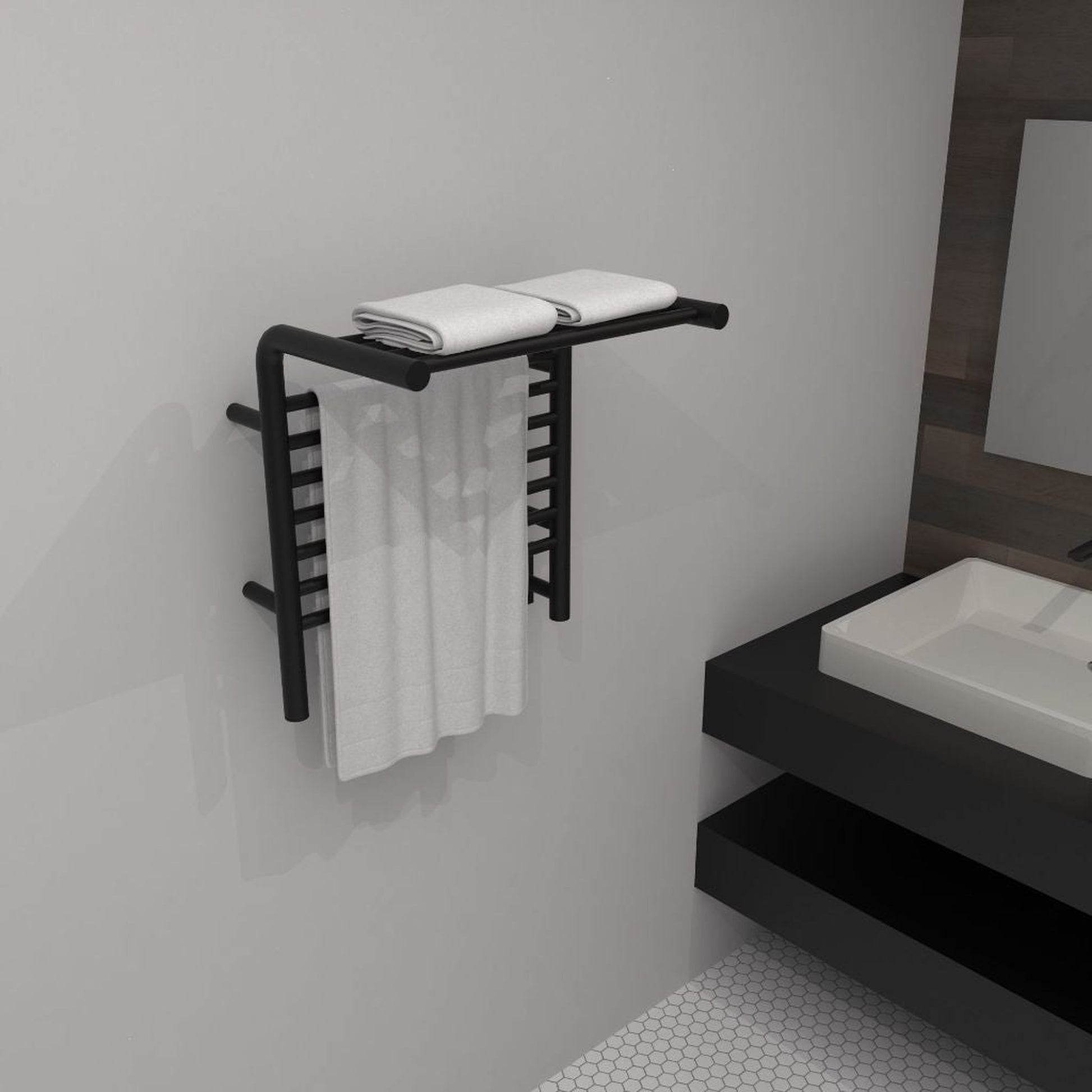 Amba Jeeves M Shelf 11-Bar Matte Black Hardwired Towel Warmer