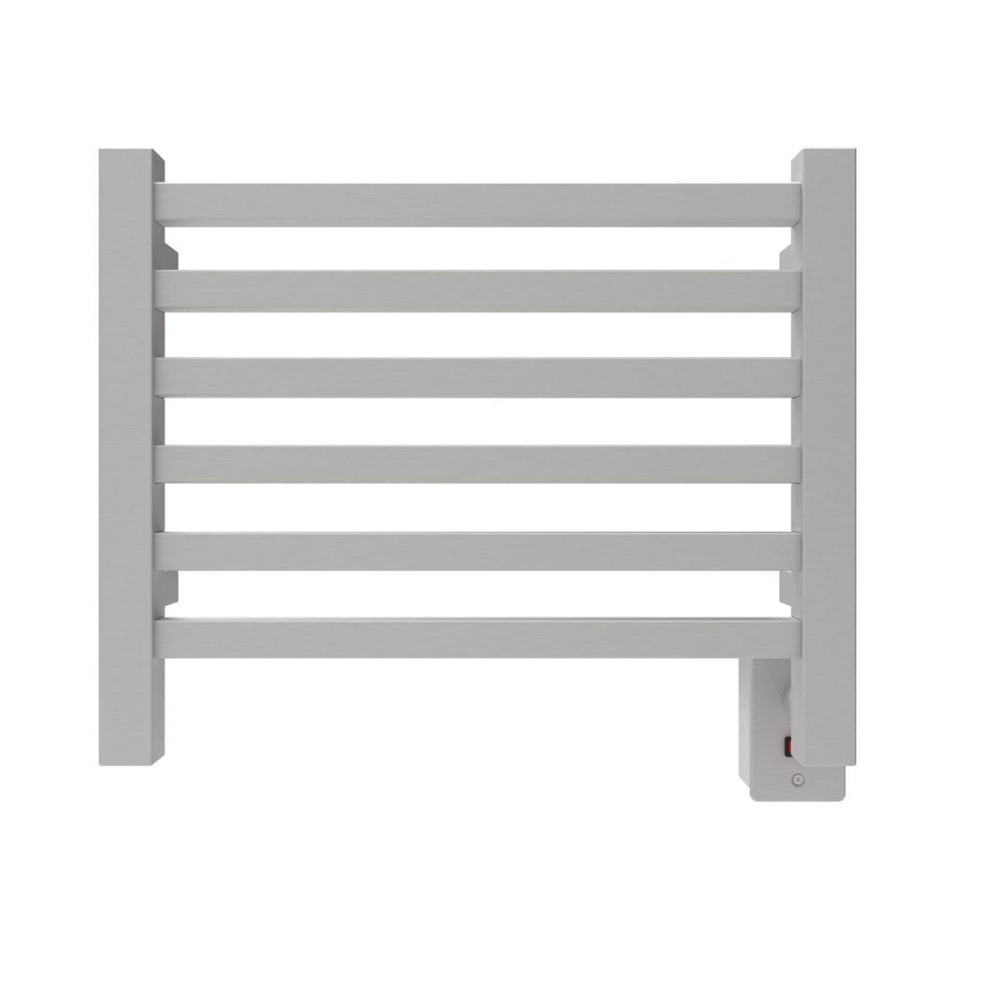 Amba Quadro 20" x 16" 6-Bar Brushed Stainless Steel Finish Hardwired Towel Warmer With Push Button On/Off Switch