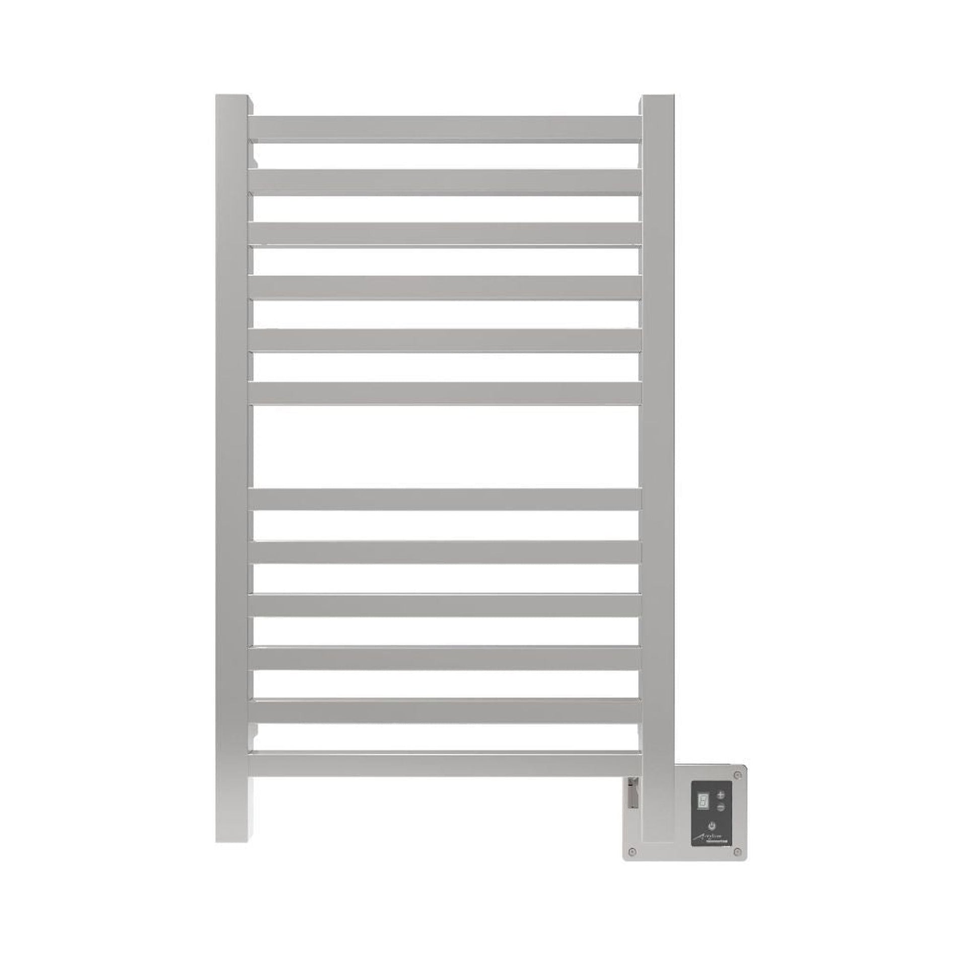 Amba Quadro 20" x 33" 12-Bar Polished Stainless Steel Hardwired Towel Warmer With Digital Heat Controller