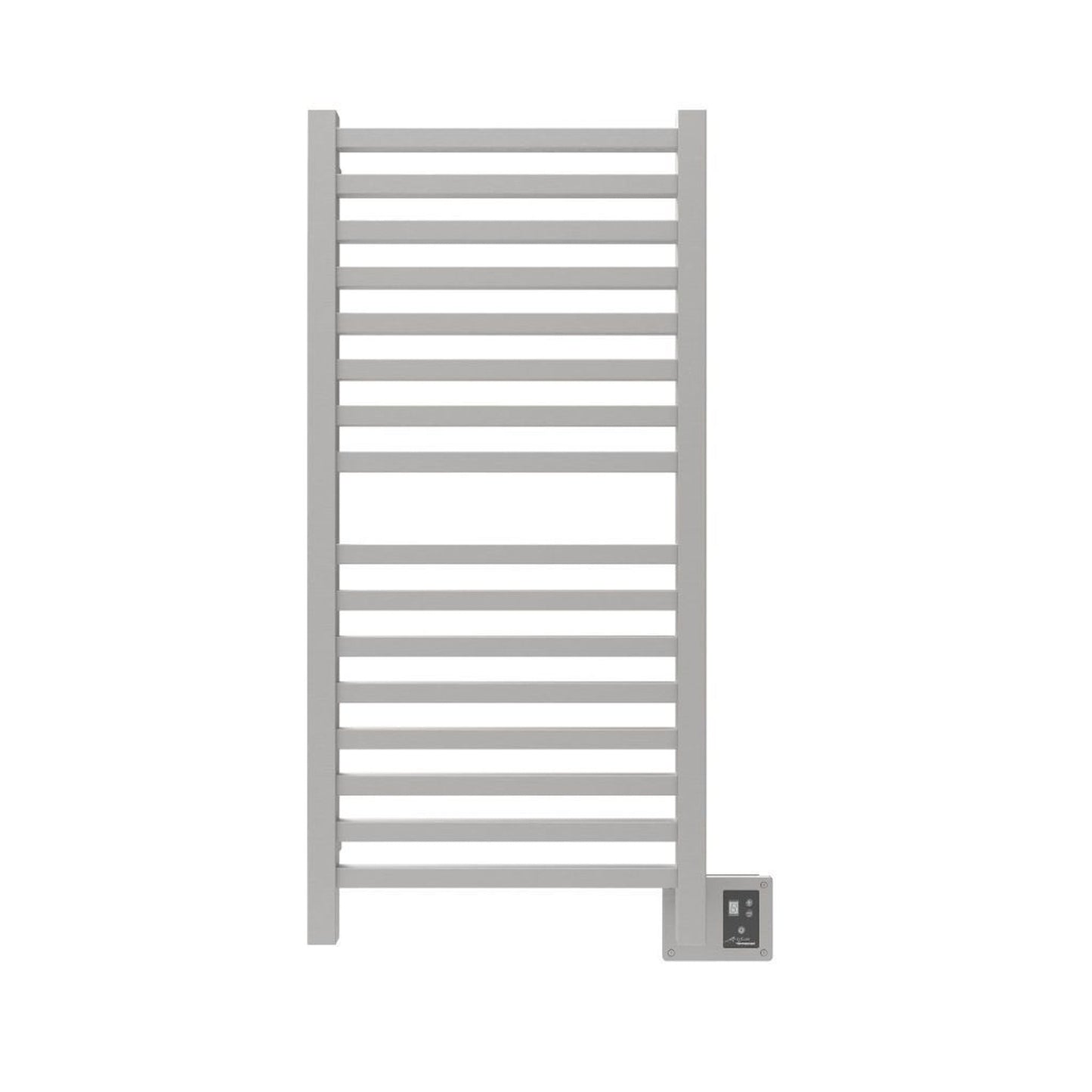 Amba Quadro 20" x 42" 16-Bar Brushed Stainless Steel Hardwired Towel Warmer With Digital Heat Controller