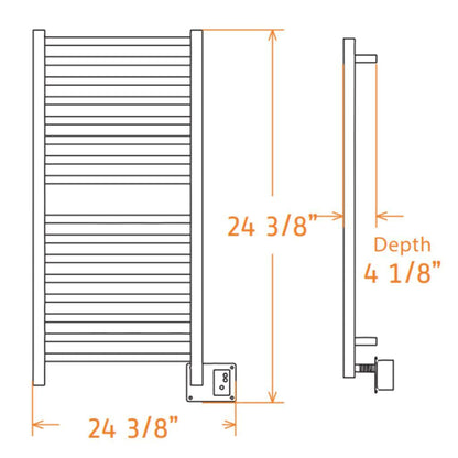 Amba Quadro 20" x 42" 16-Bar Brushed Stainless Steel Hardwired Towel Warmer With Digital Heat Controller