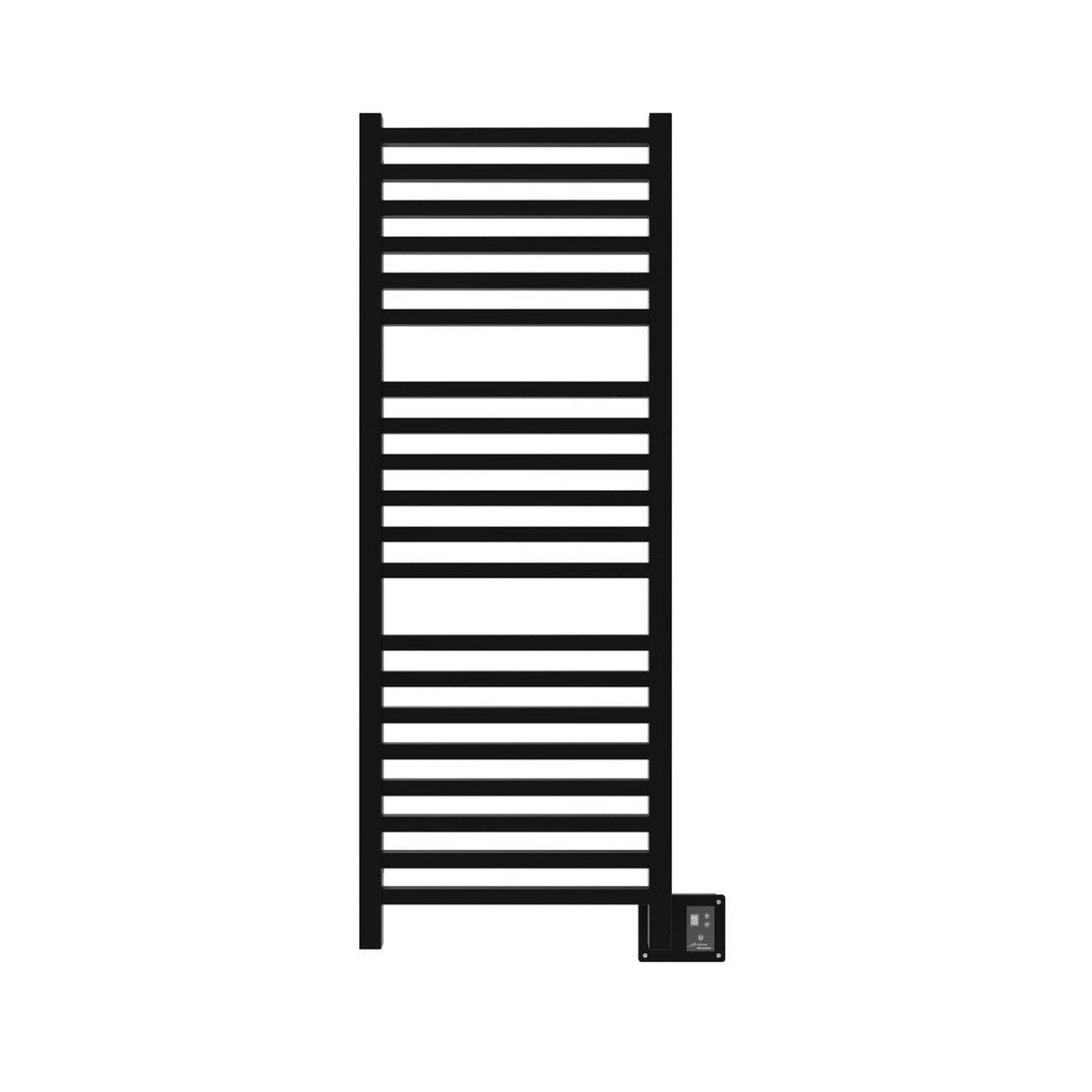 Amba Quadro 20" x 54" 20-Bar Matte Black Hardwired Towel Warmer With Digital Heat Controller