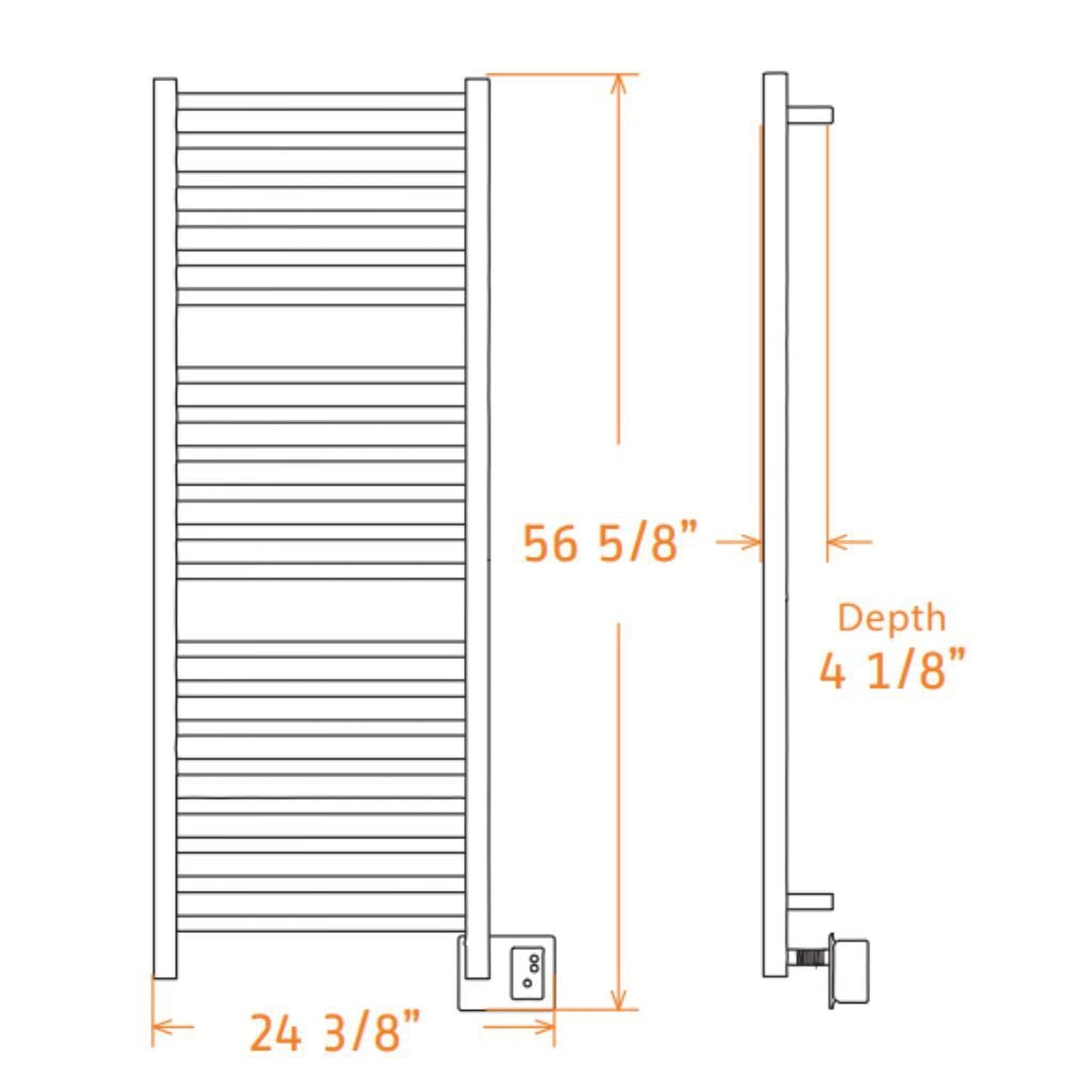 Amba Quadro 20" x 54" 20-Bar Matte Black Hardwired Towel Warmer With Digital Heat Controller