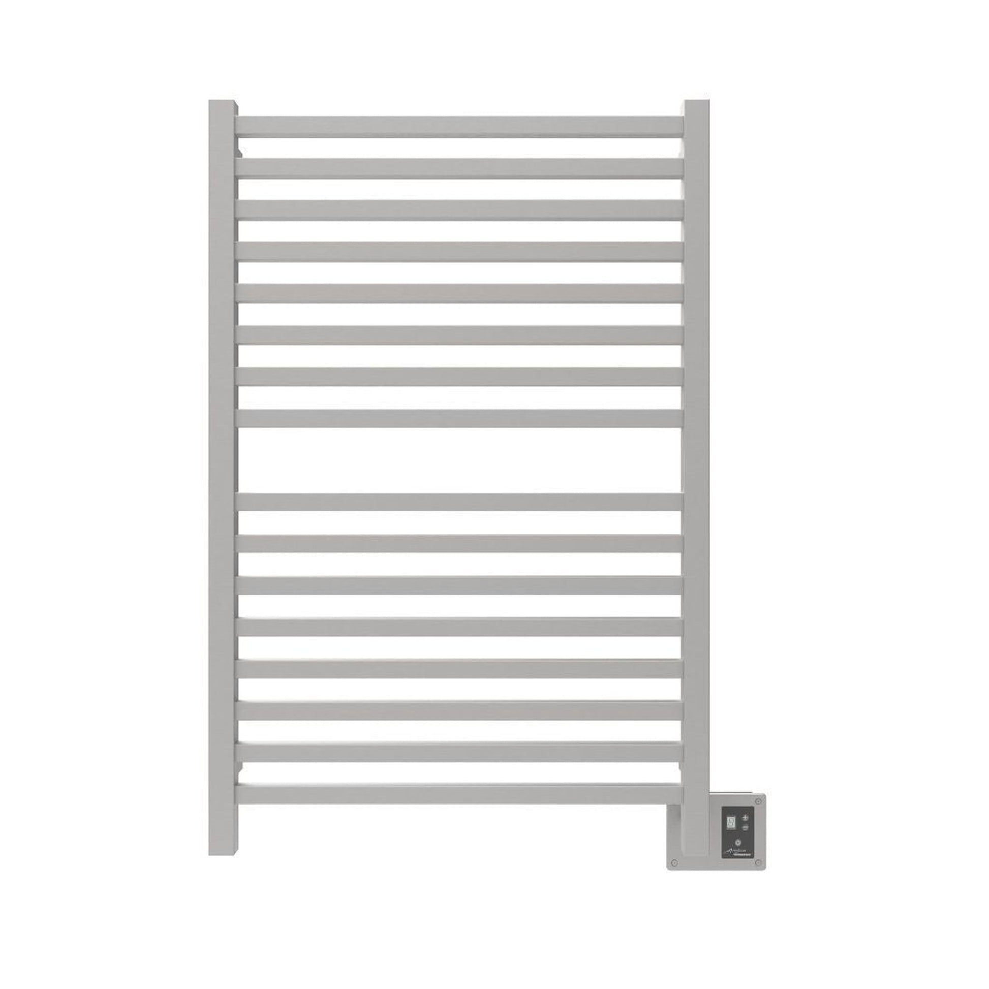 Amba Quadro 28" x 42" 16-Bar Brushed Stainless Steel Hardwired Towel Warmer With Digital Heat Controller