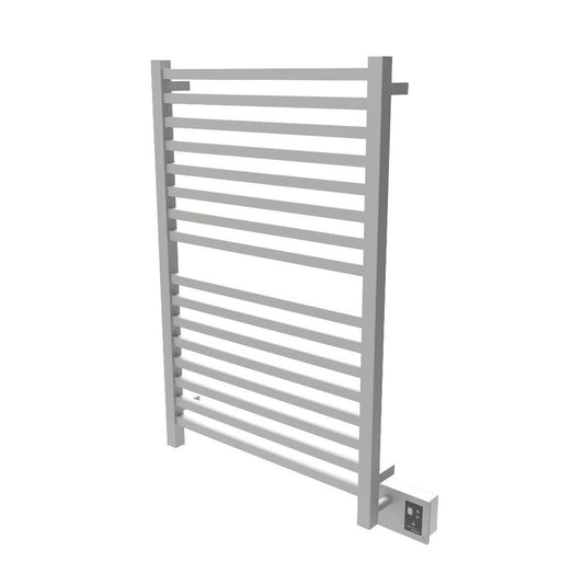 Amba Quadro 28" x 42" 16-Bar Brushed Stainless Steel Hardwired Towel Warmer With Digital Heat Controller