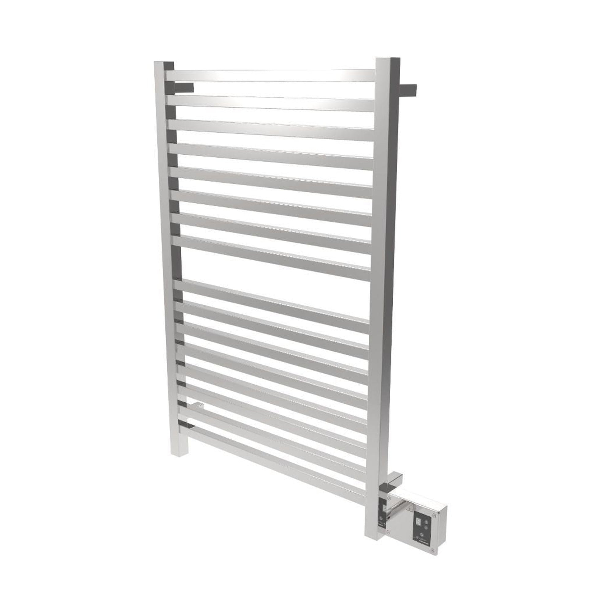 Amba Quadro 28" x 42" 16-Bar Polished Stainless Steel Hardwired Towel Warmer With Digital Heat Controller