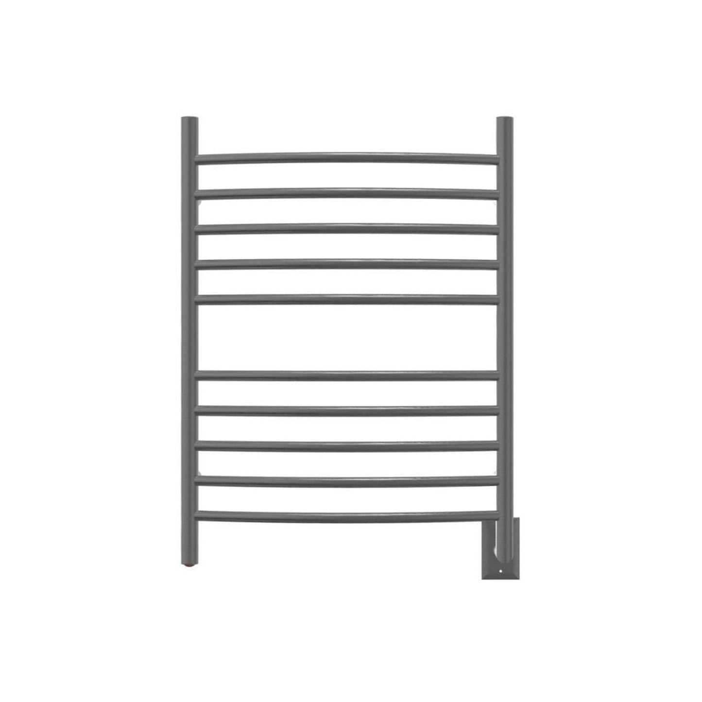 Amba Radiant Curved 10-Bar Brushed Stainless Steel Hardwired Towel Warmer With Integrated On/Off Switch