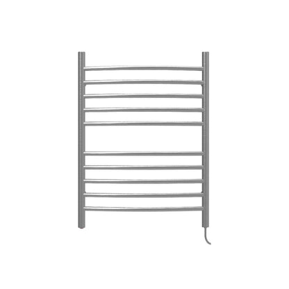 Amba Radiant Curved 10-Bar Brushed Stainless Steel Plug-In Towel Warmer With Integrated On/Off Switch