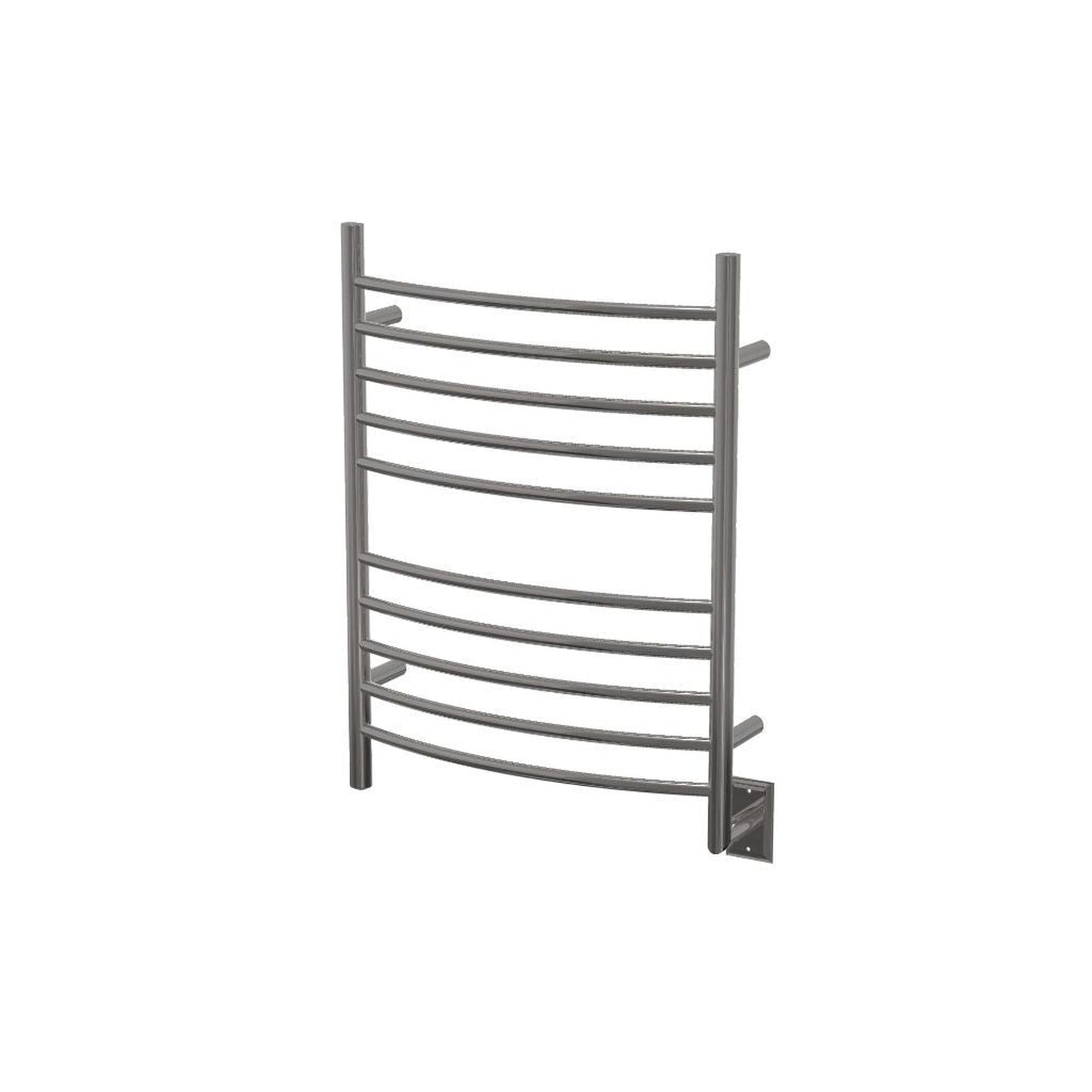 Amba Radiant Curved 10-Bar Polished Stainless Steel Hardwired Towel Warmer With Integrated On/Off Switch