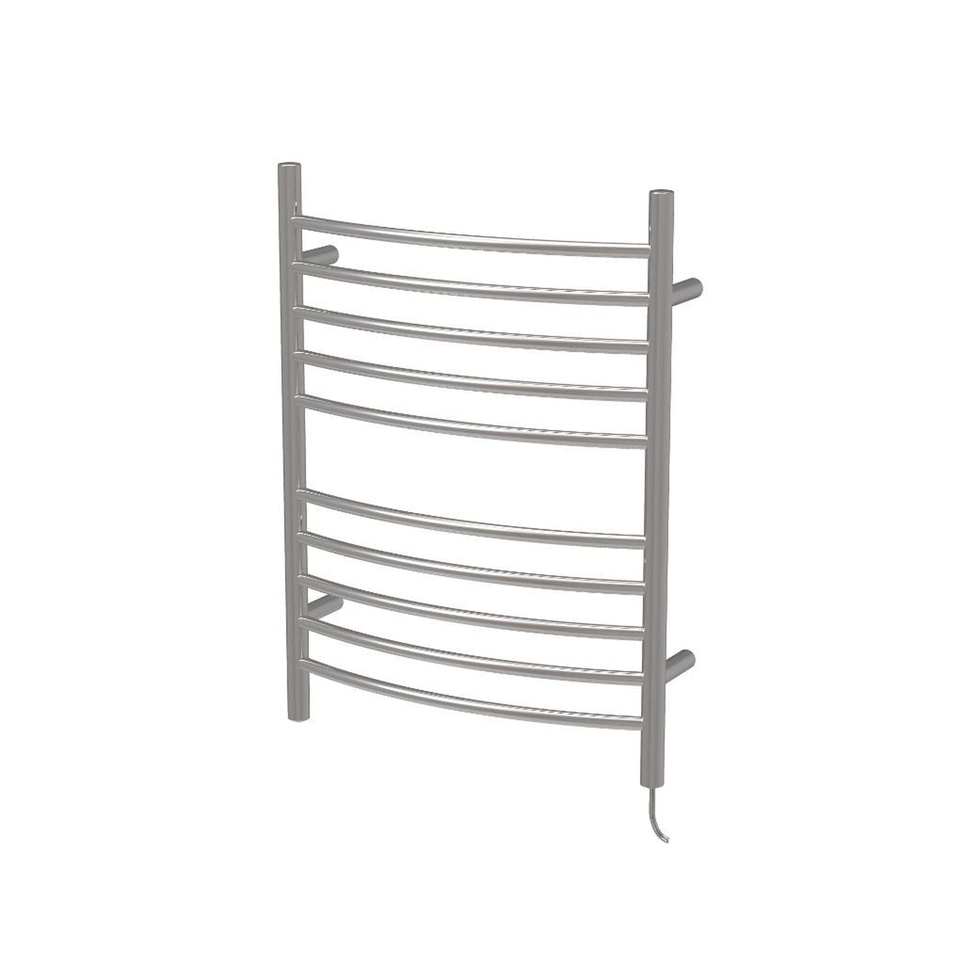 Amba Radiant Curved 10-Bar Polished Stainless Steel Plug-In Towel Warmer With Integrated On/Off Switch