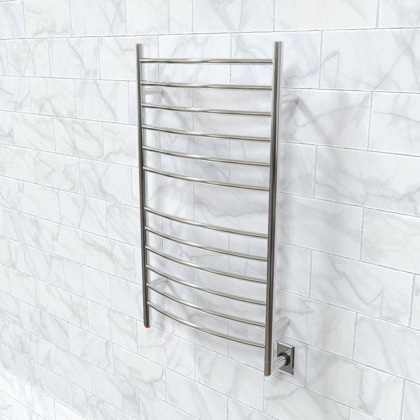 Amba Radiant Large Curved 12-Bar Polished Stainless Steel Hardwired Towel Warmer