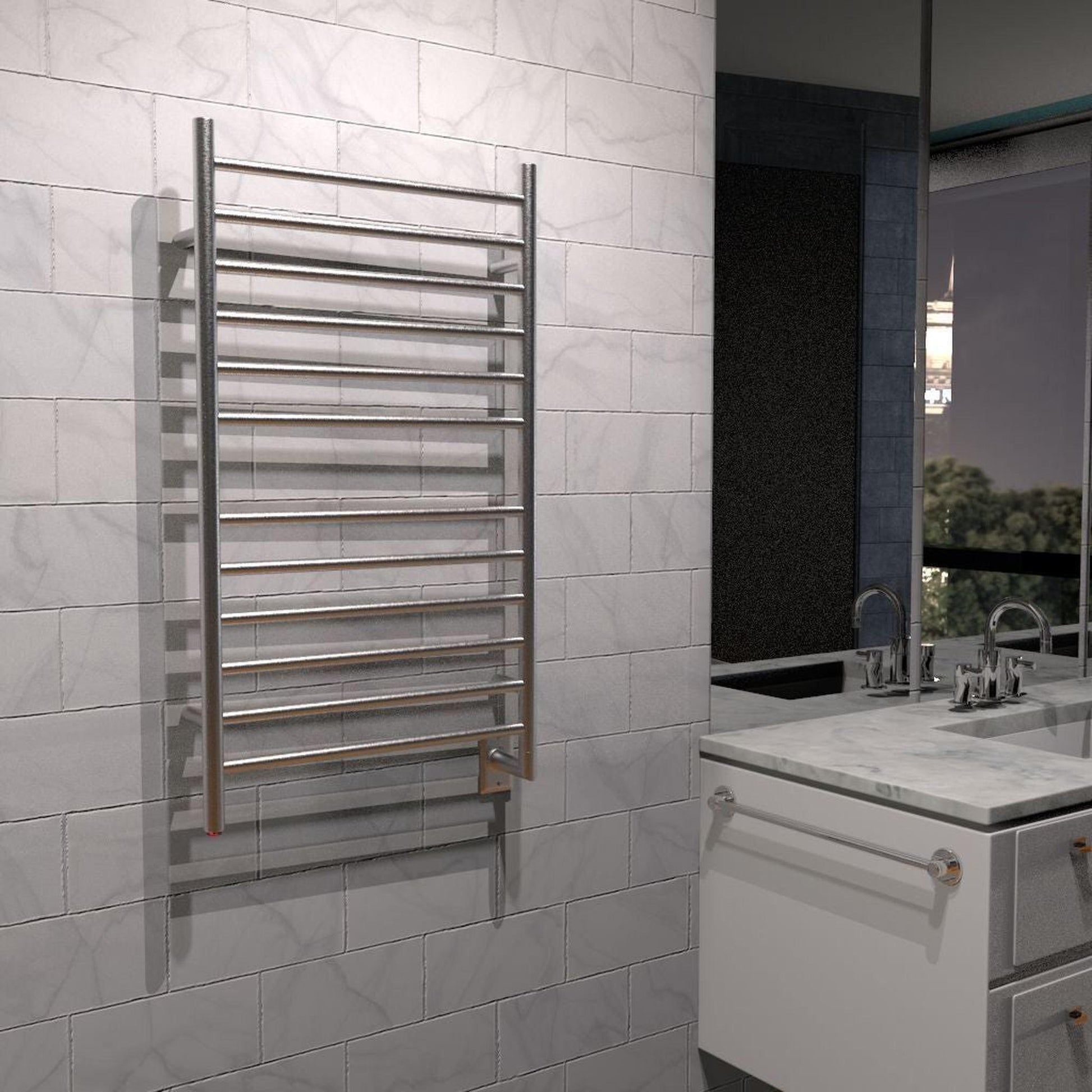 Amba Radiant Large Straight 12-Bar Brushed Stainless Steel Hardwired Towel Warmer