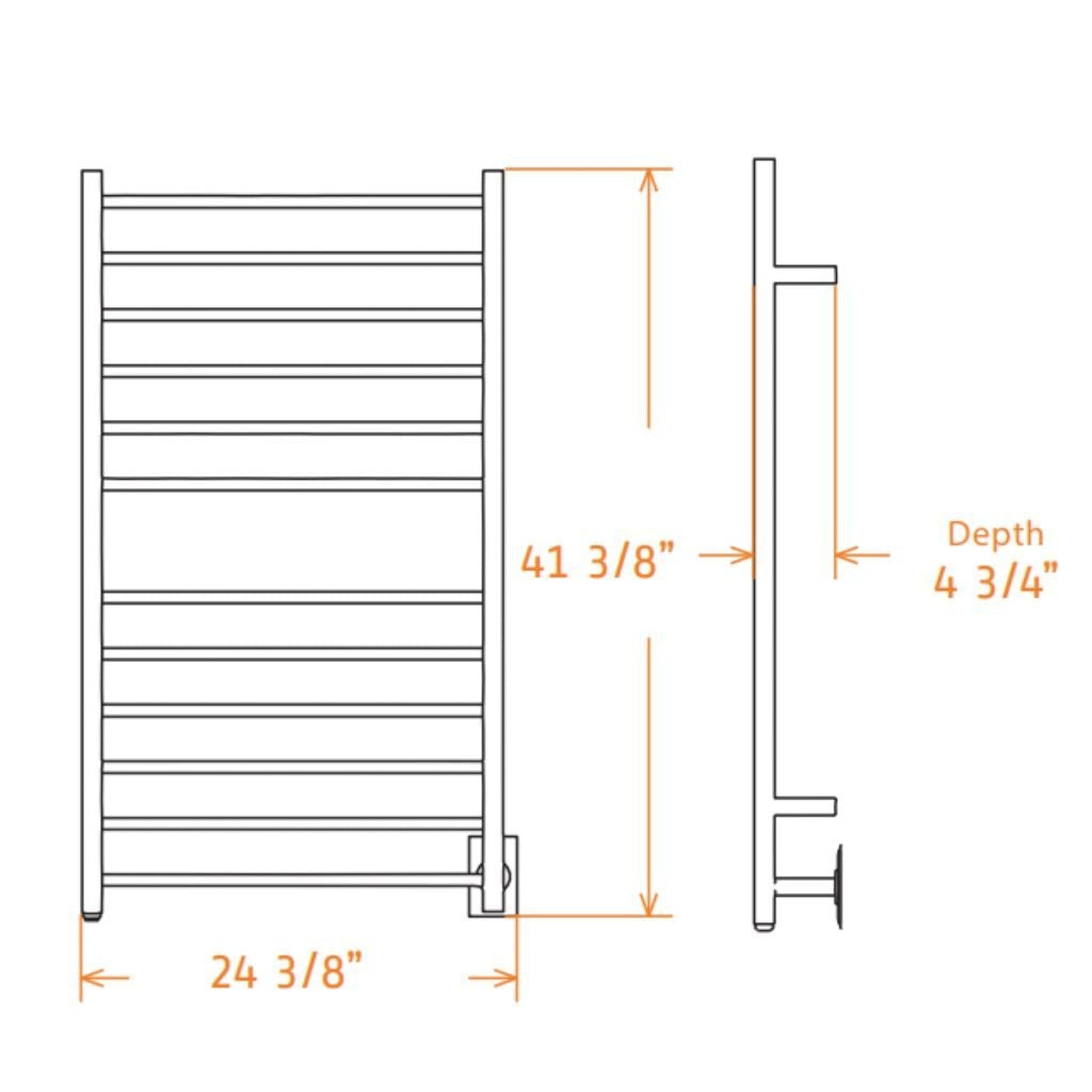 Amba Radiant Large Straight 12-Bar Brushed Stainless Steel Hardwired Towel Warmer