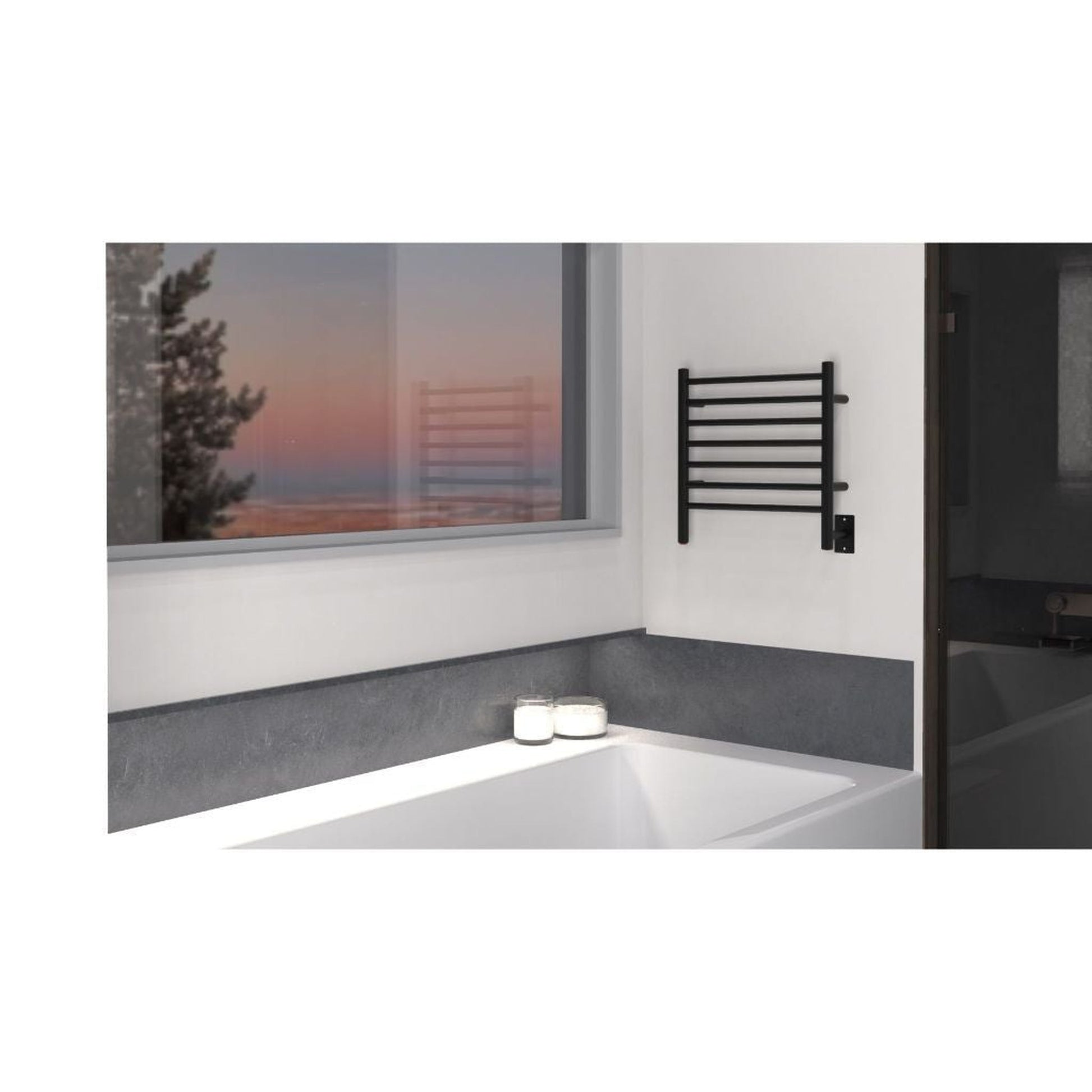 Amba Radiant Small 7-Bar Matte Black Plug-In Towel Warmer