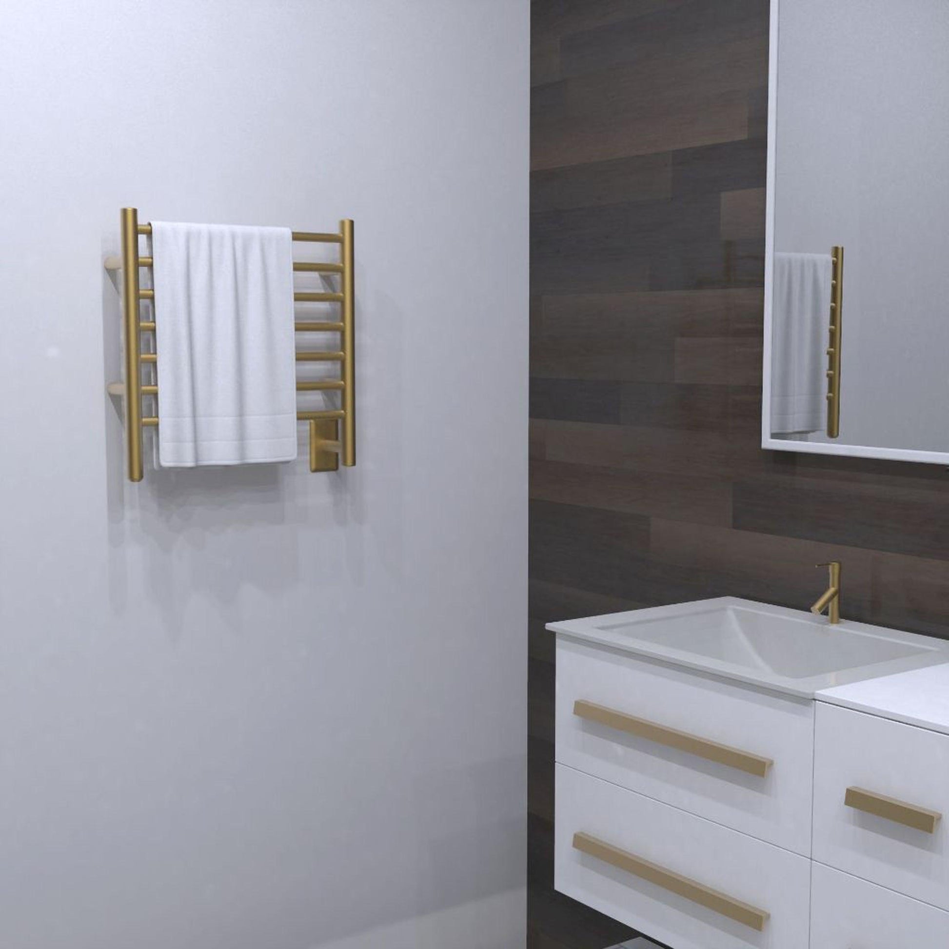 Amba Radiant Small 7-Bar Satin Brass Plug-In Towel Warmer