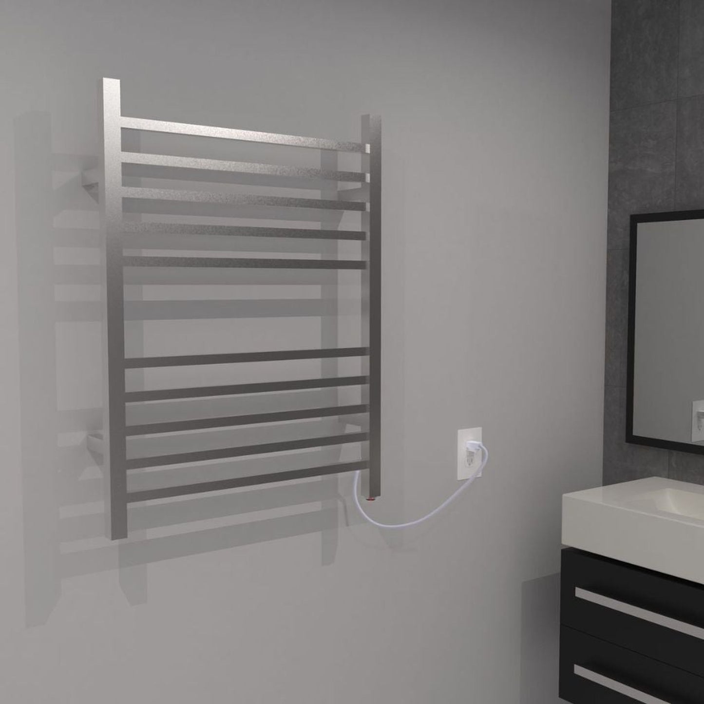 Amba Radiant Square 10-Bar Brushed Stainless Steel Plug-In Towel Warmer