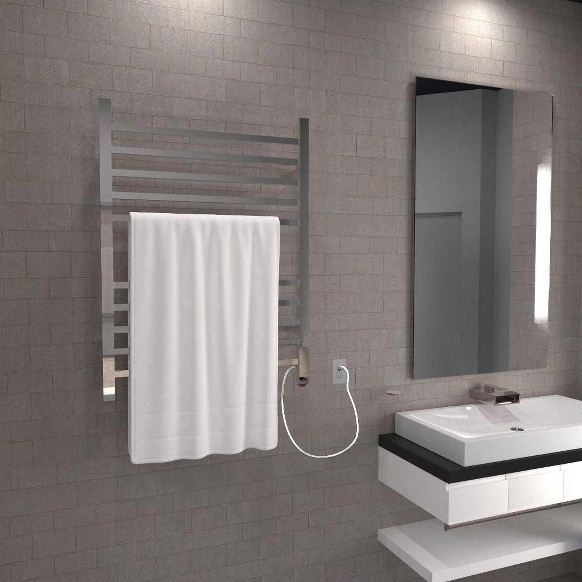 Amba Radiant Square 10-Bar Polished Stainless Steel Plug-In Towel Warmer
