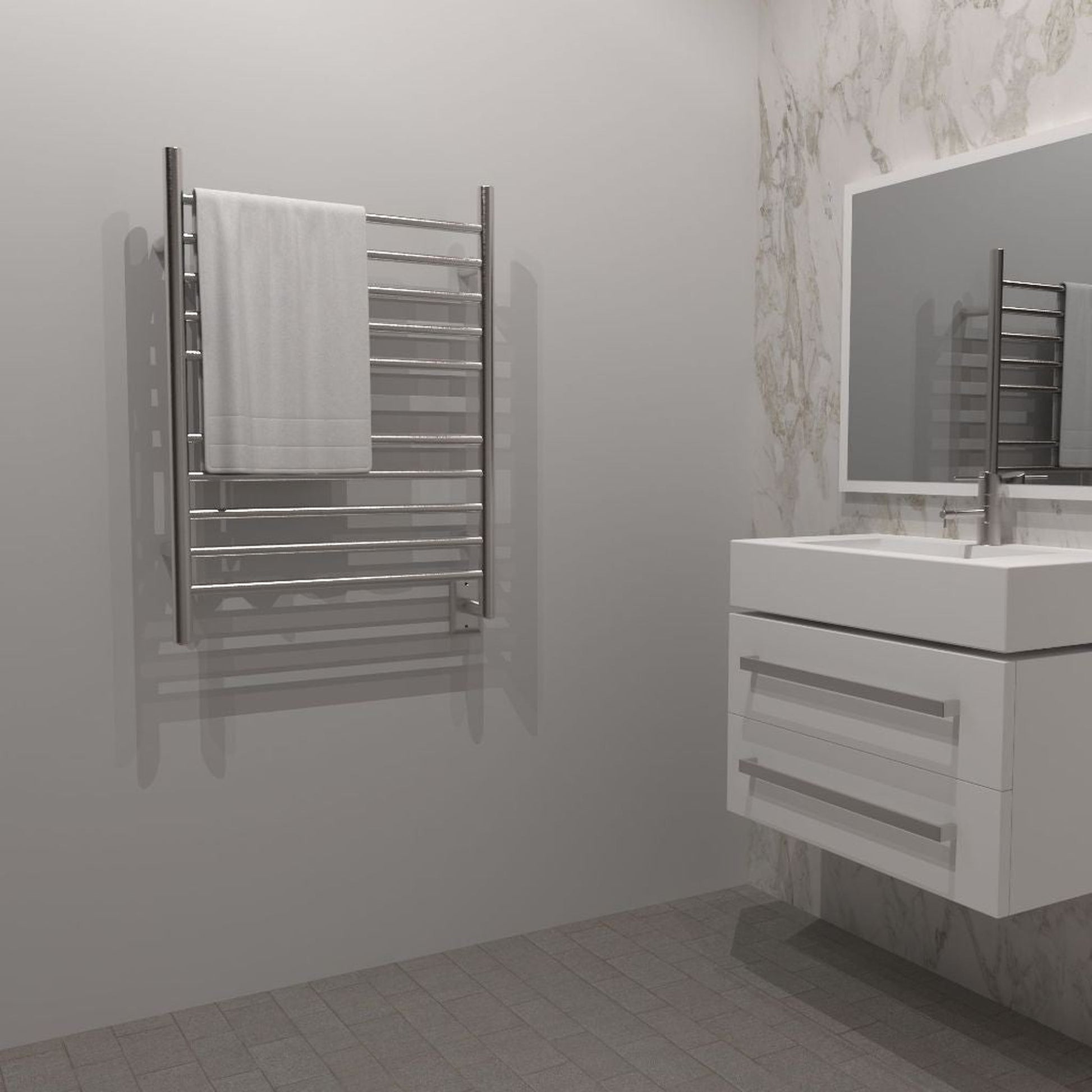 Amba Radiant Straight 10-Bar Brushed Stainless Steel Hardwired Towel Warmer