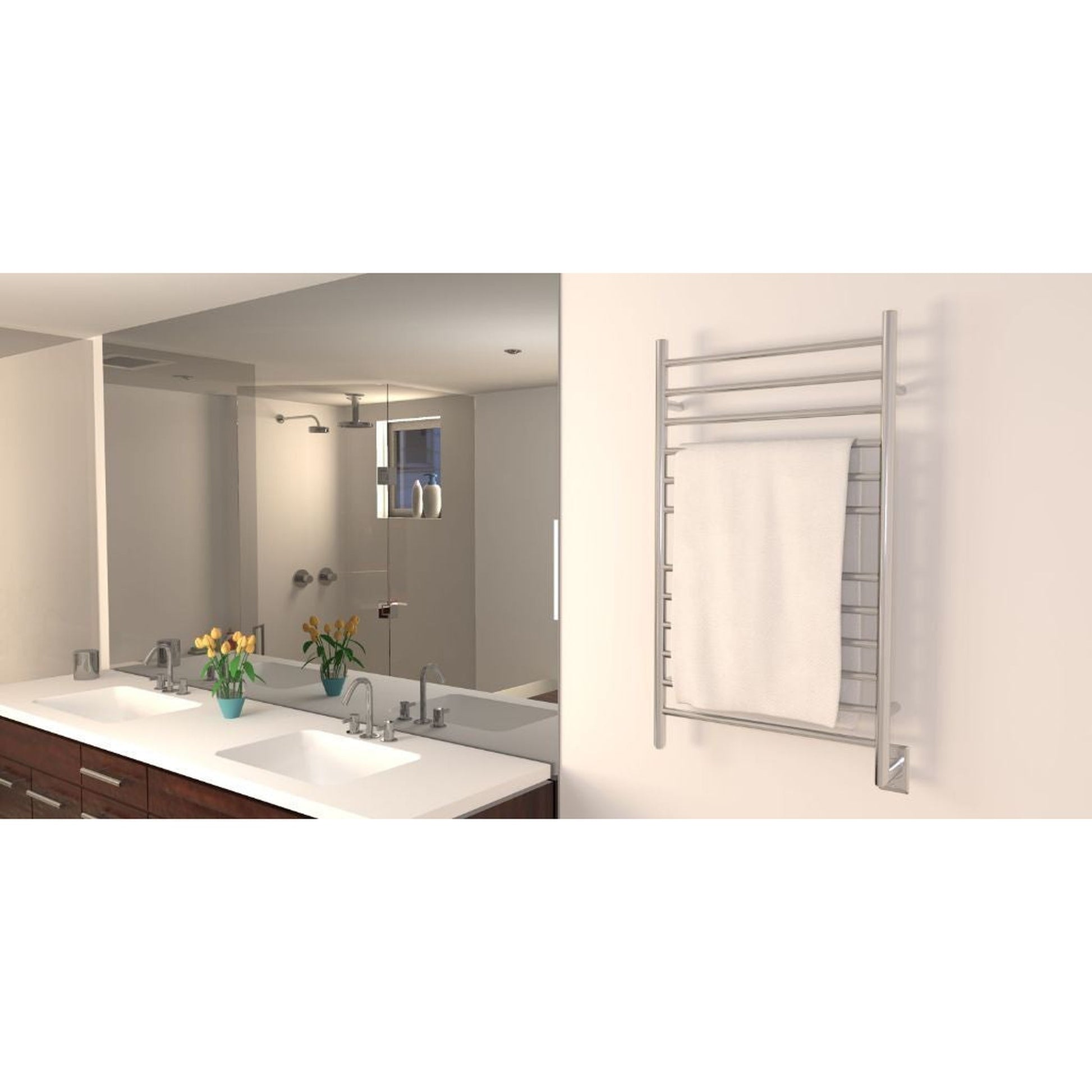 Amba Radiant Straight 10-Bar Polished Stainless Steel Hardwired Towel Warmer
