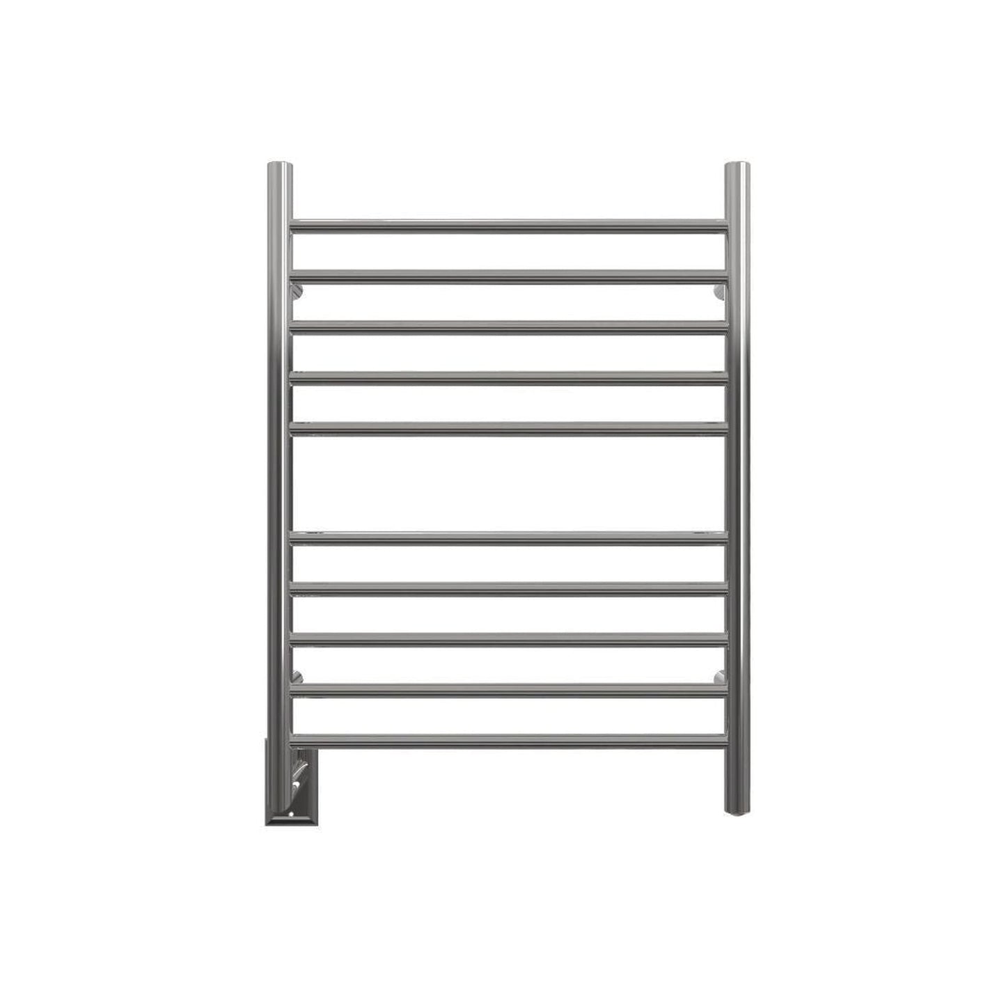 Amba Radiant Straight 10-Bar Polished Stainless Steel Left Hardwired Towel Warmer