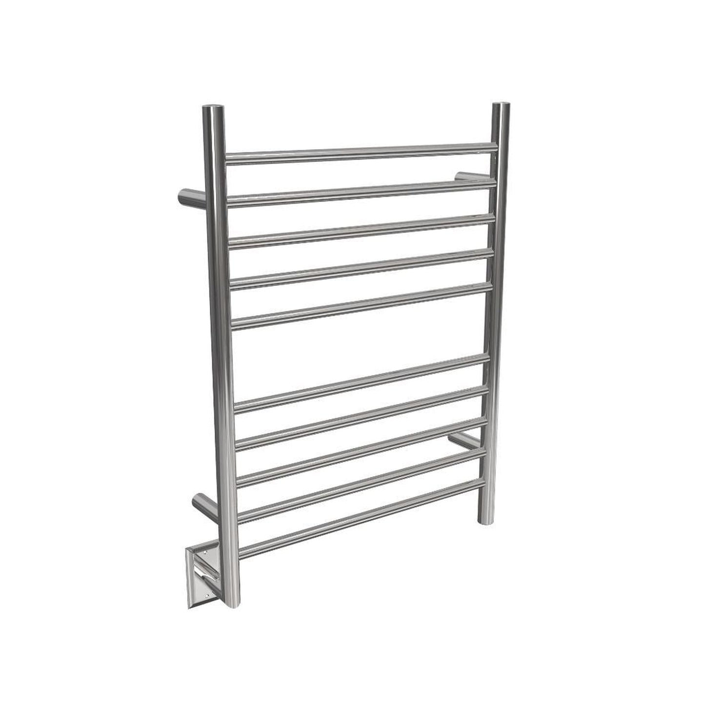 Amba Radiant Straight 10-Bar Polished Stainless Steel Left Hardwired Towel Warmer