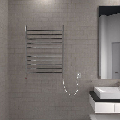 Amba Radiant Straight 10-Bar Polished Stainless Steel Plug-In Towel Warmer